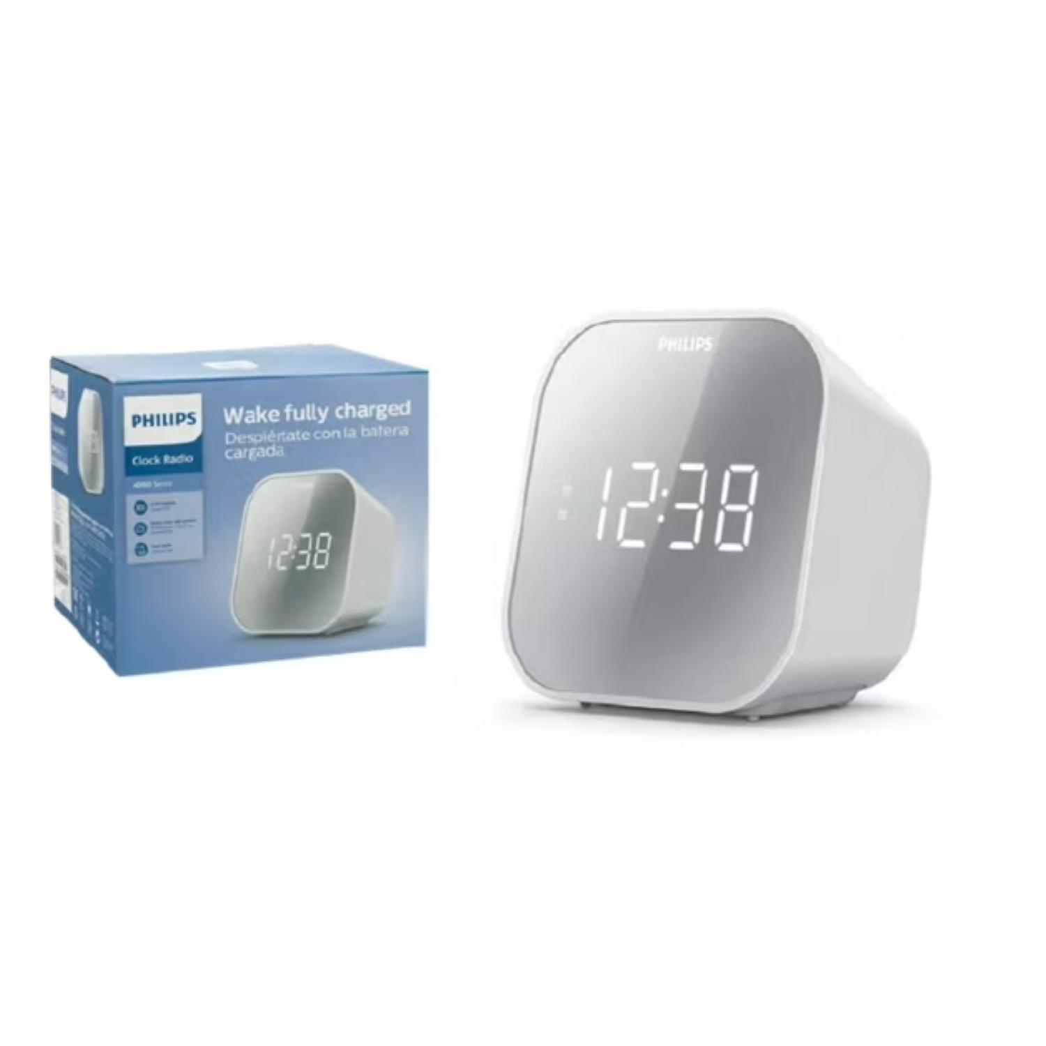 Radio AM FM Reloj Digital Parlante Blanco TAR4406/37-2