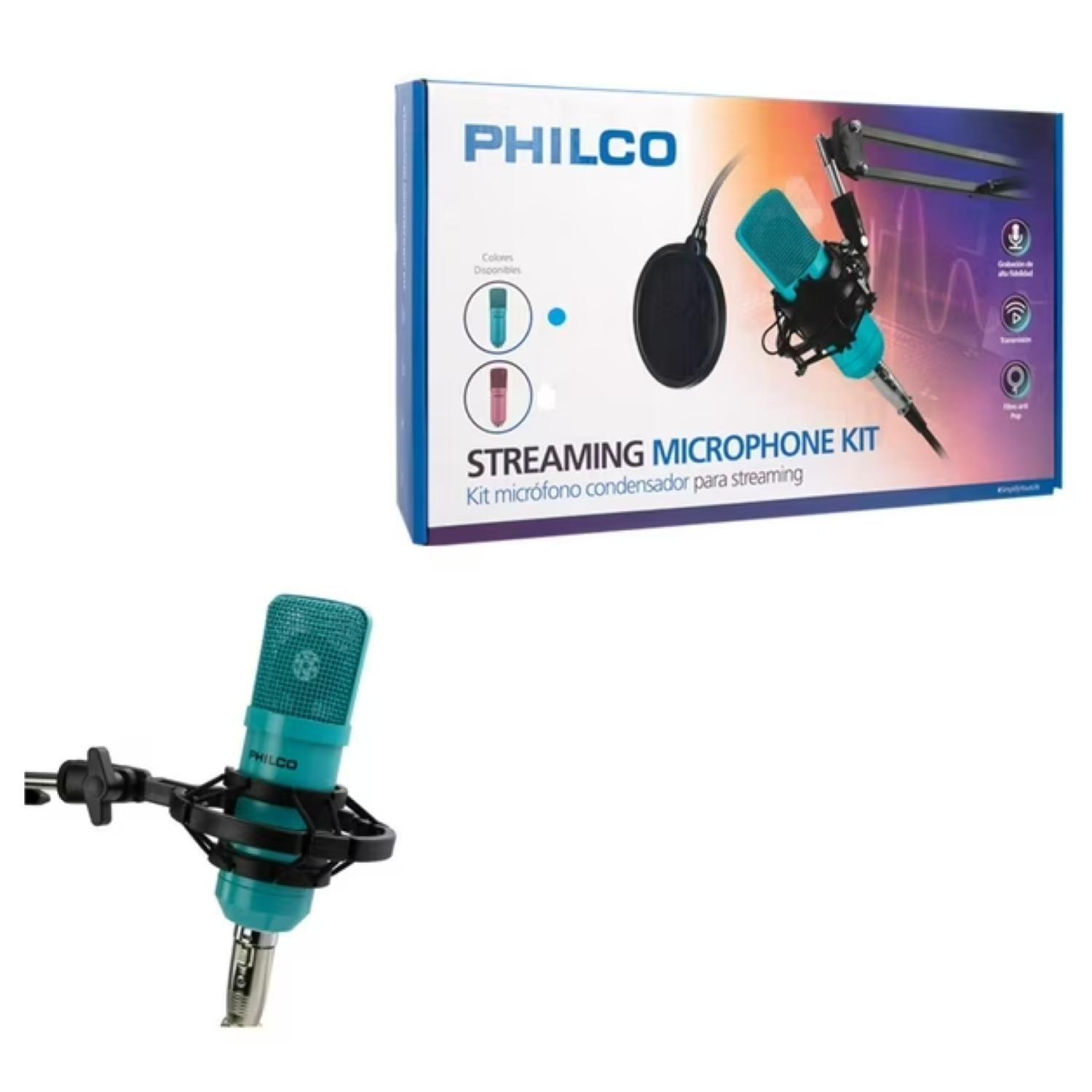 Kit Grabacion Estudio Microfono 4 En 1 Turquesa KIT68-3