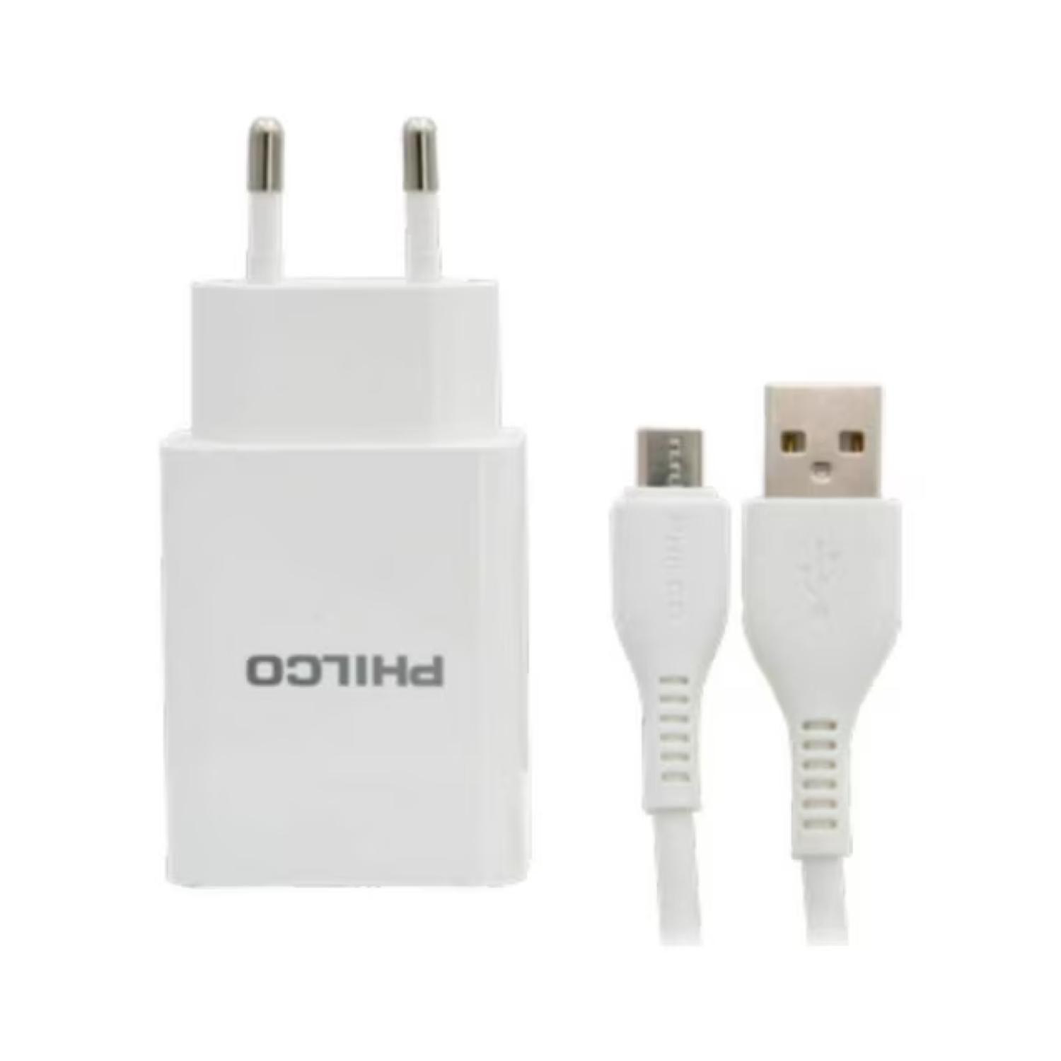 Cargador De Pared 2 USB 2.1A Cable Micro USB Blanco-2