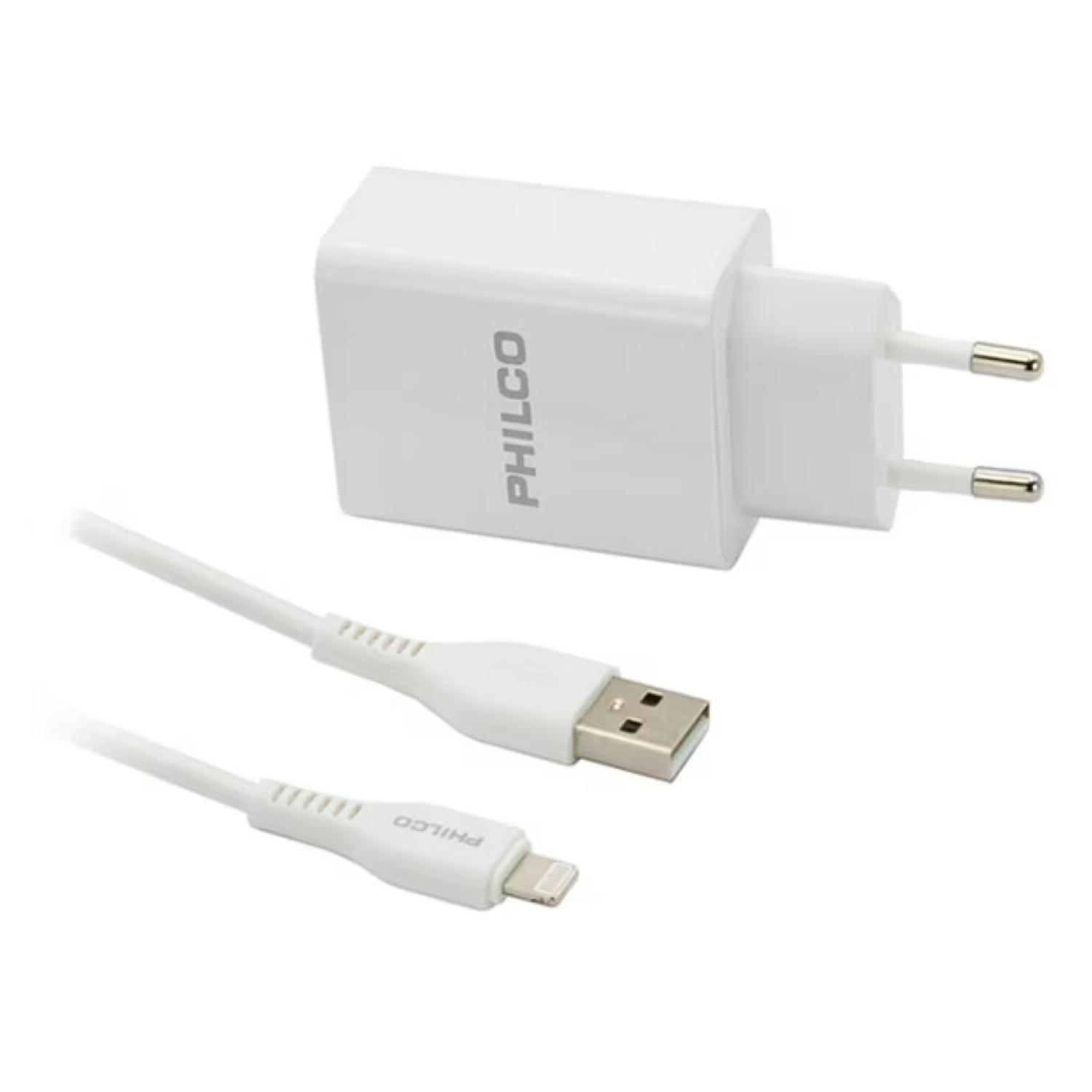 Cargador De Pared 2 USB Cable Lightning Blanco R1090-3