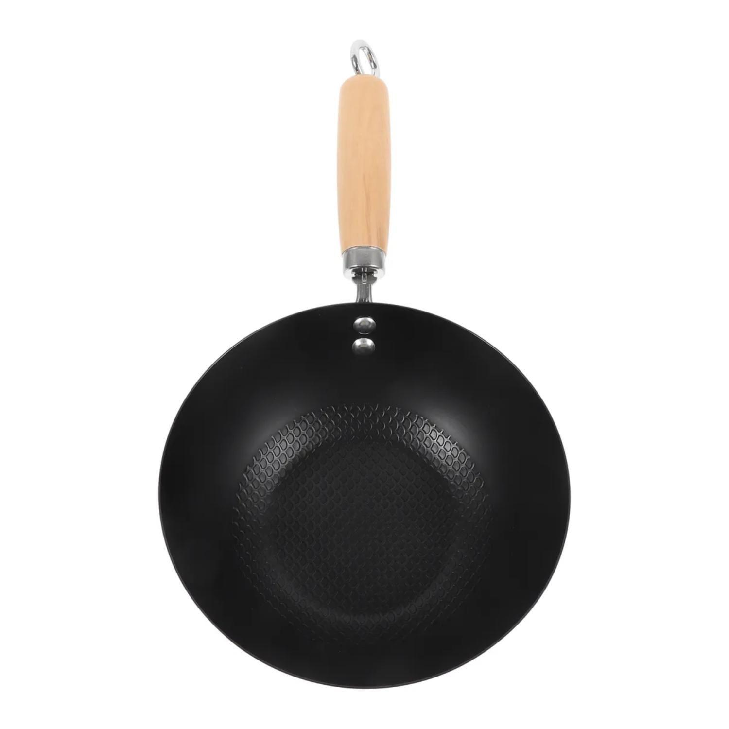 Sarten Wok Antiadherente 20cm Negro Con Mango De Madera-2