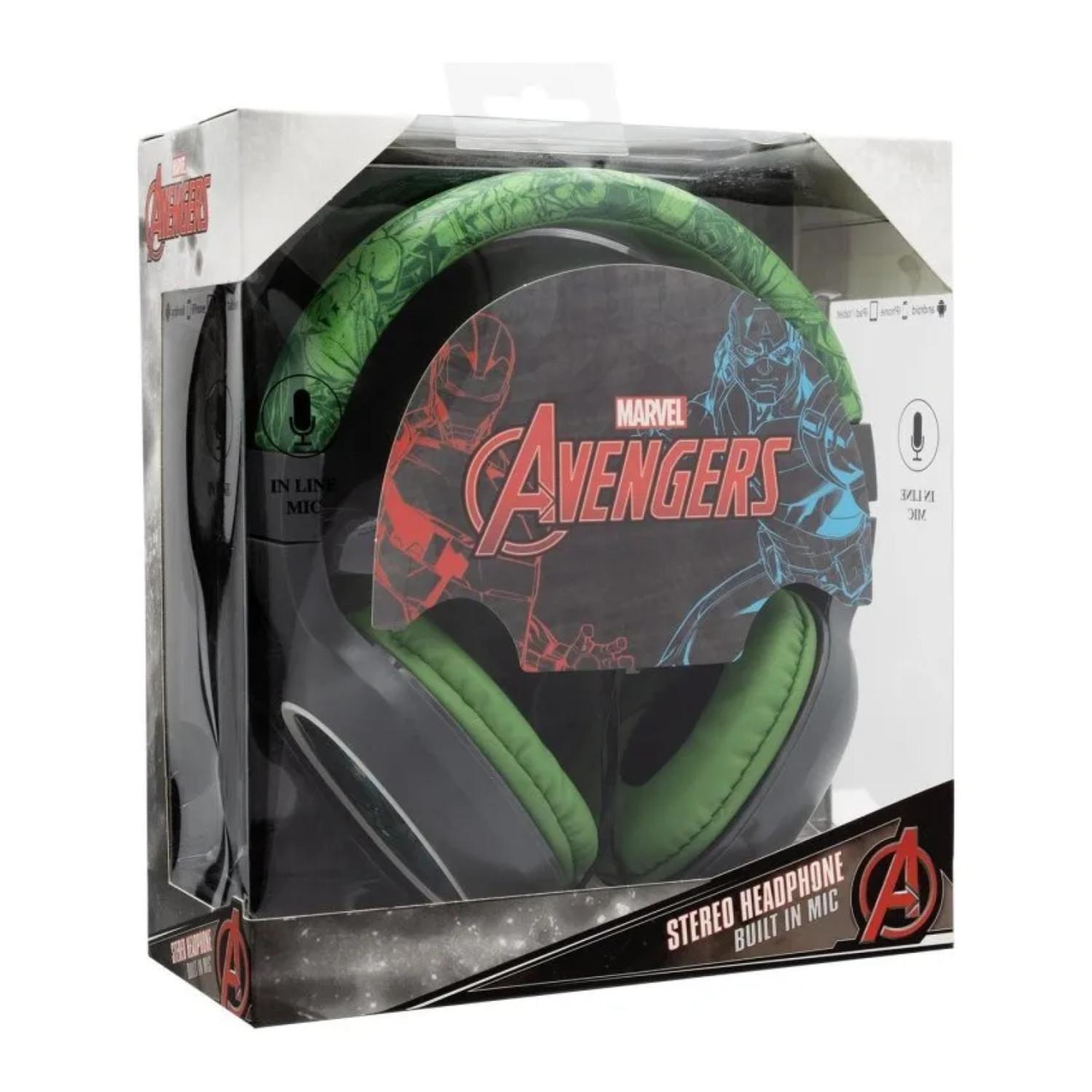 Audifonos Alambricos OverEar Hulk Infantil Avengers Teen-3