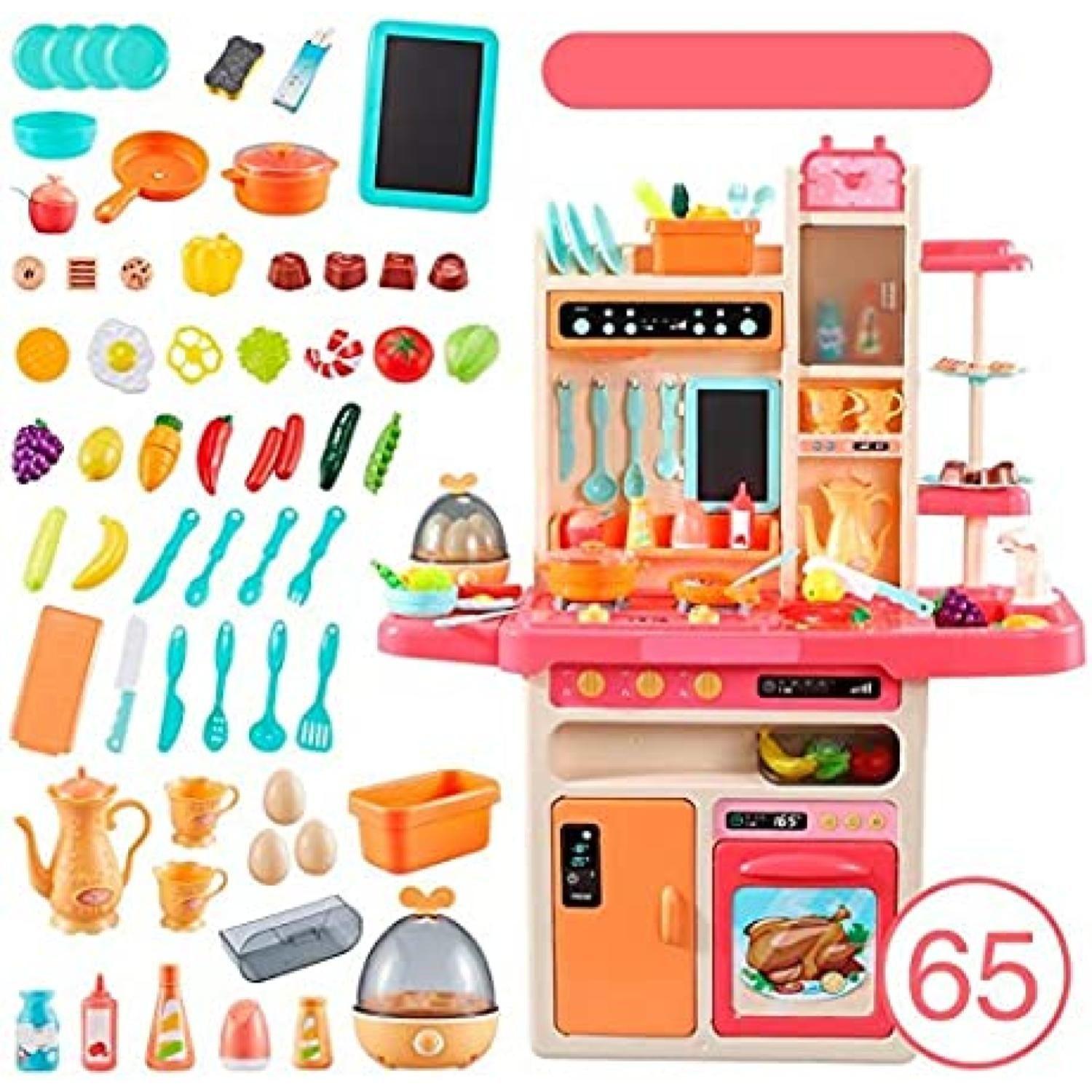 Juguete Set Cocina 65 Piezas Luz Sonido Rosado Infantil 93Cm-2