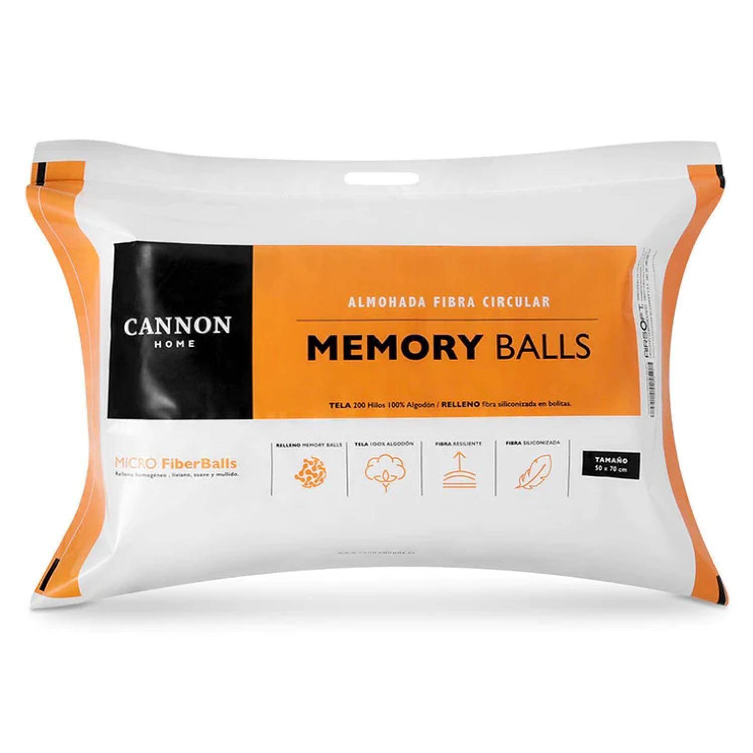 Almohada De Microfibra 50x90cm Blanco Memory Balls Cannon-3