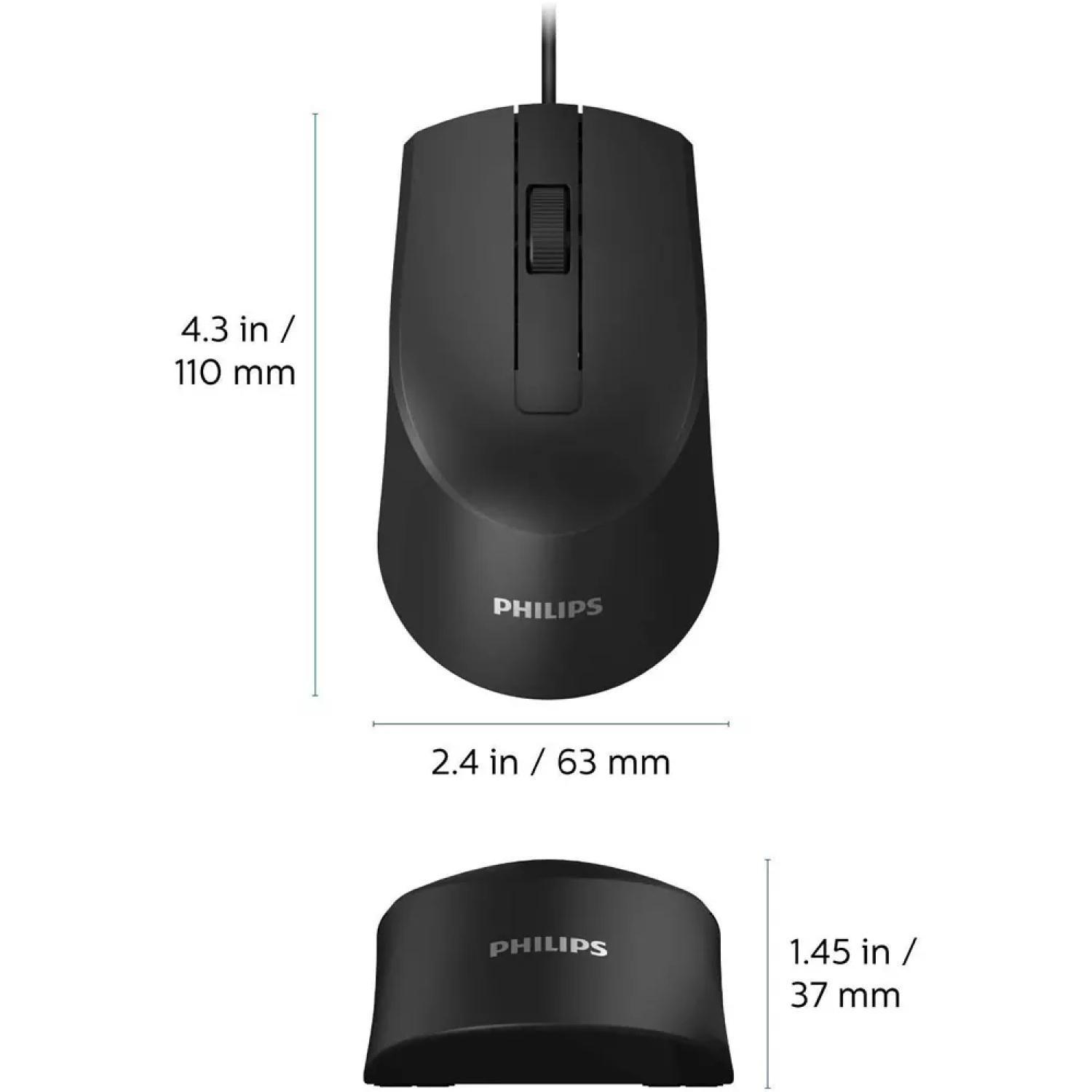 Mouse USB 3 Botones 1000DPI Negro M104 SPK7104 Philips-1