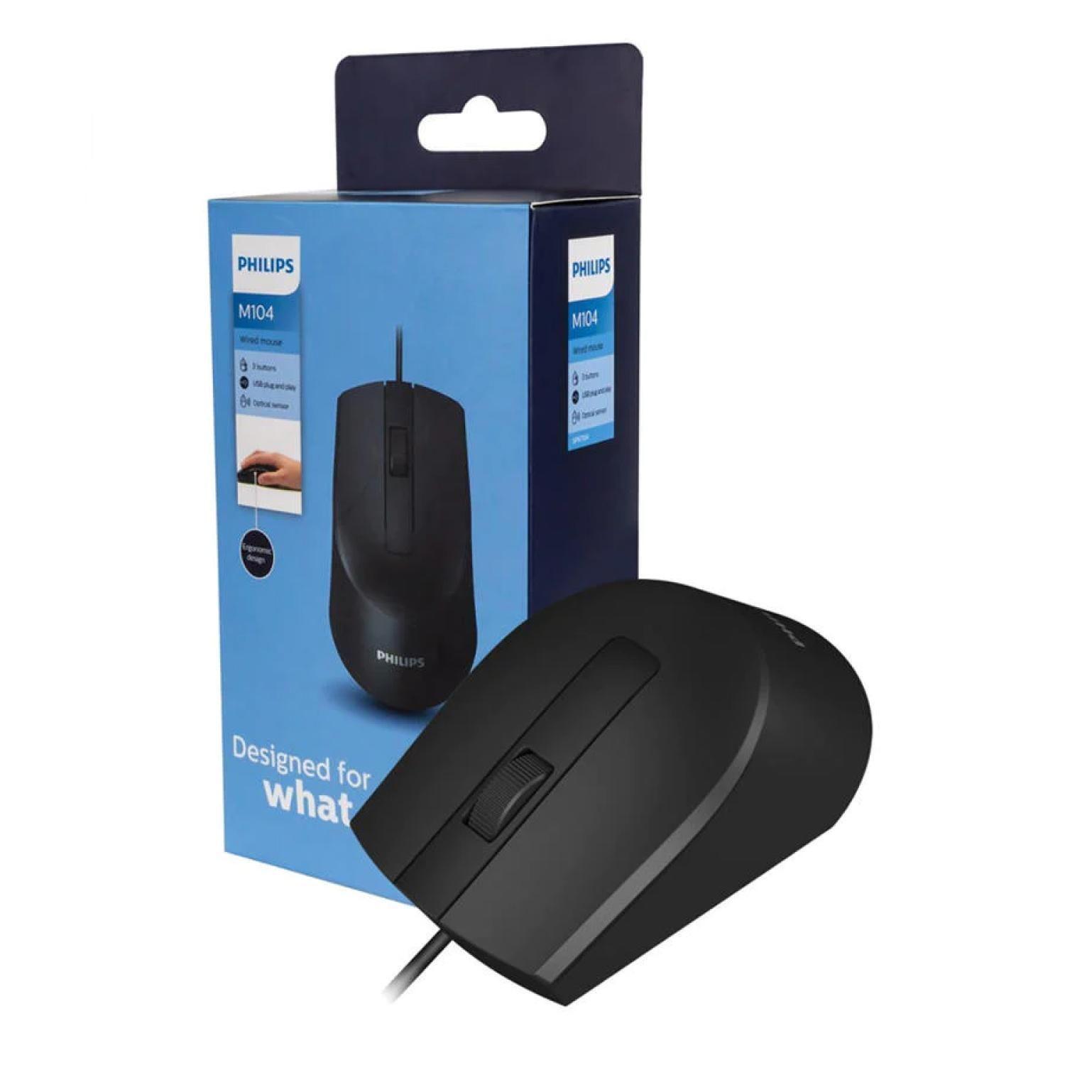 Mouse USB 3 Botones 1000DPI Negro M104 SPK7104 Philips-2