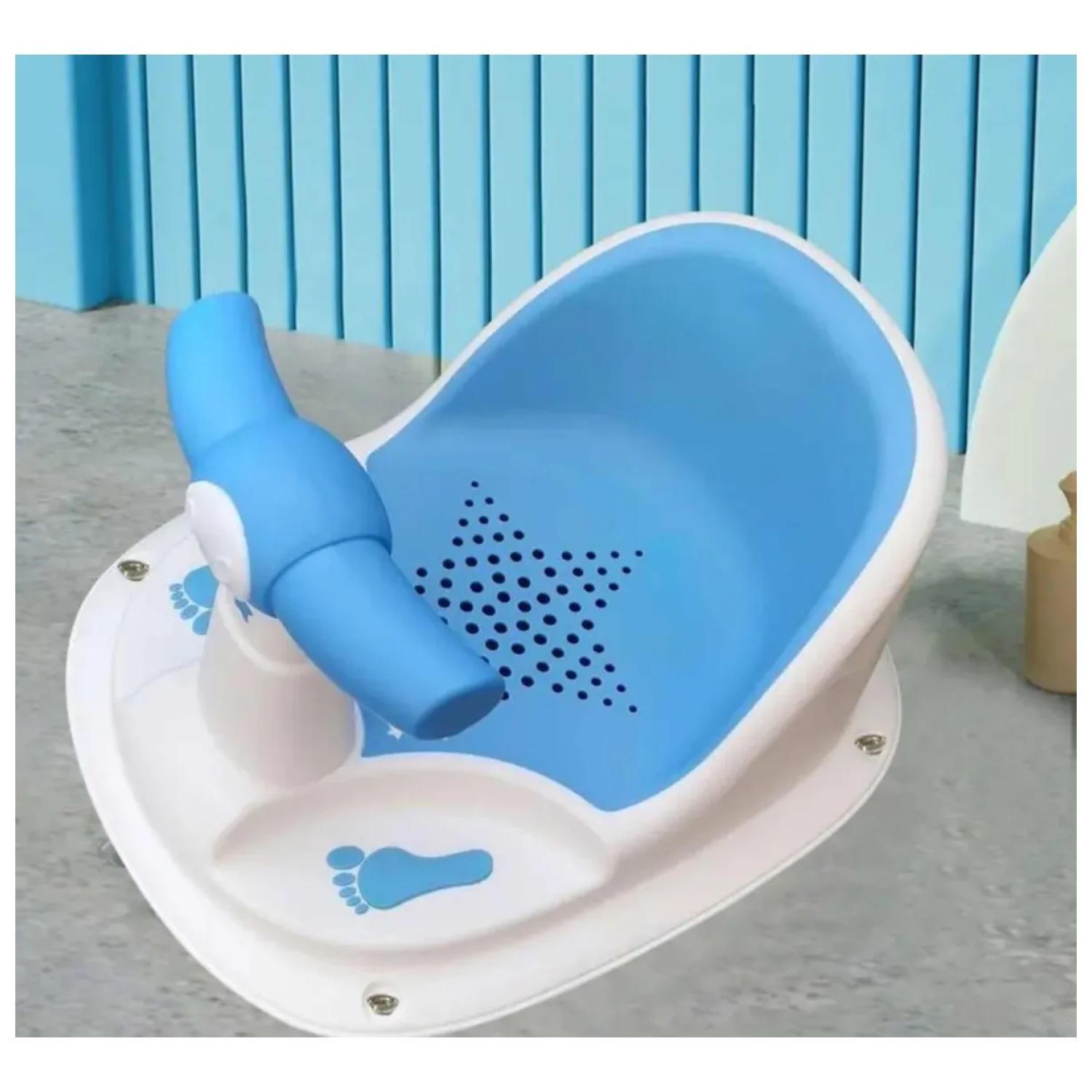 Silla De Ducha Para Bebes Asiento Baño Blanco Celeste Infantil-2