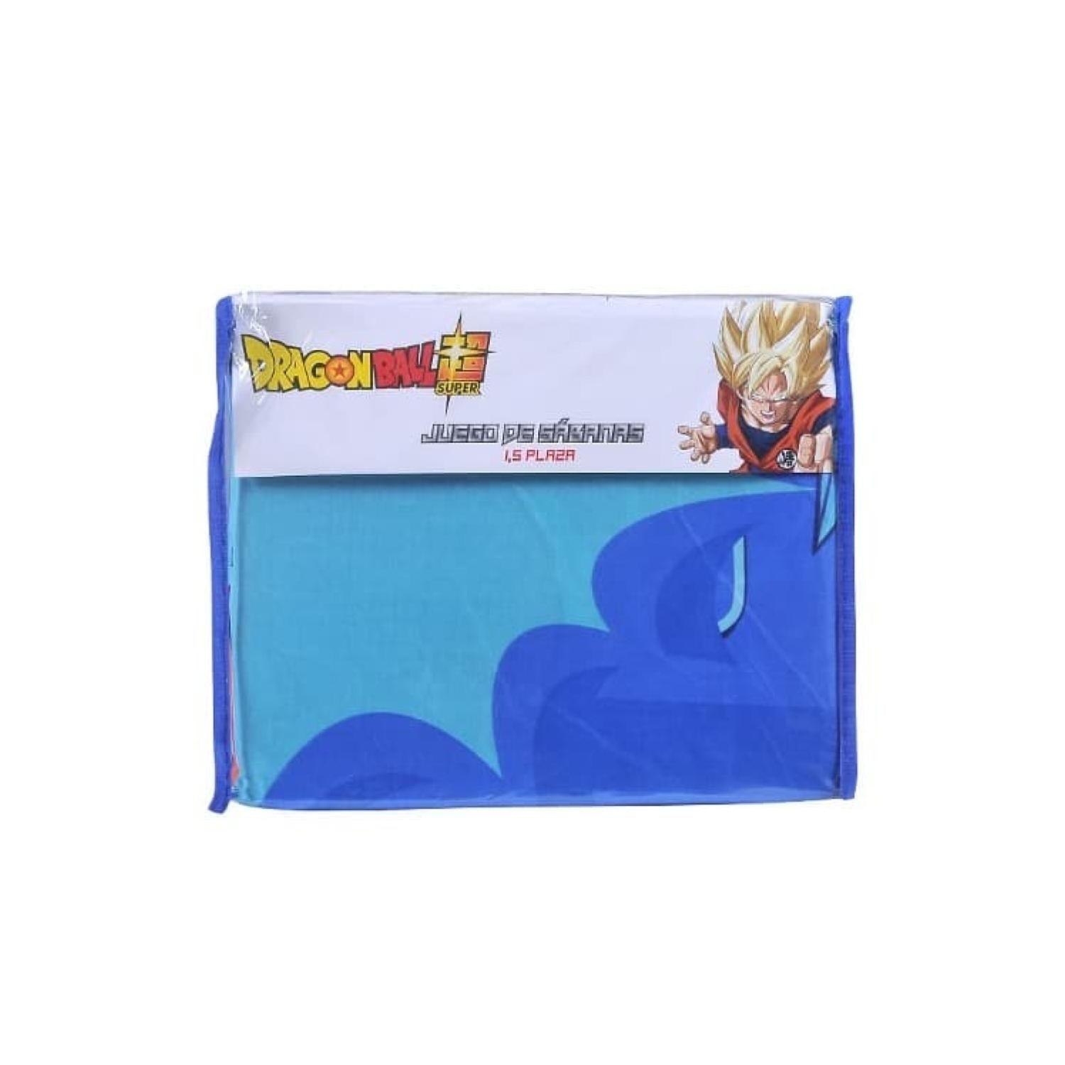 Juego De Sabanas 1.5 Plazas Microfibra Infantil Azul Dragon Ball-0