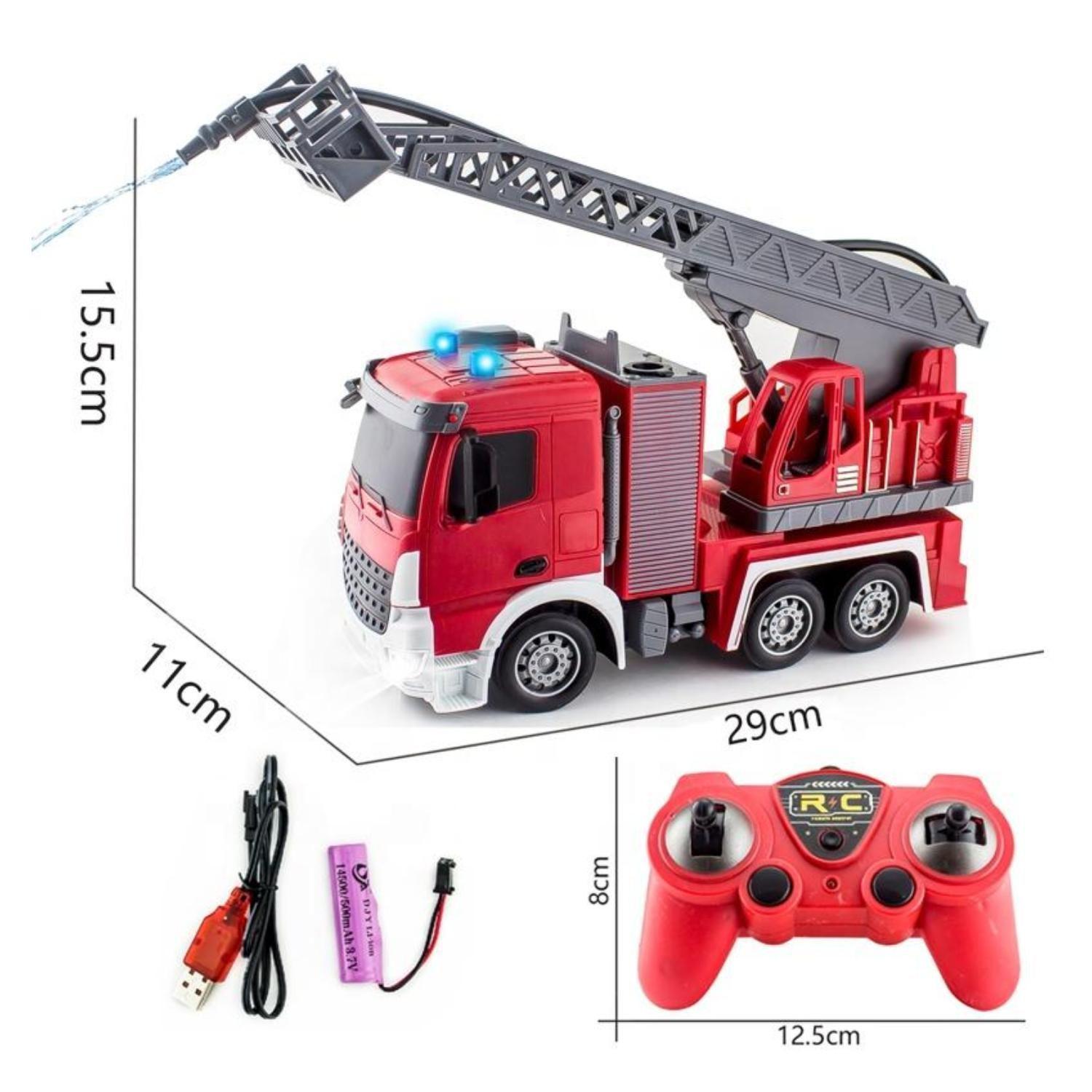 Juguete Camion De Bomberos A Control Remoto 1 24 Luces Agua Infantil-1