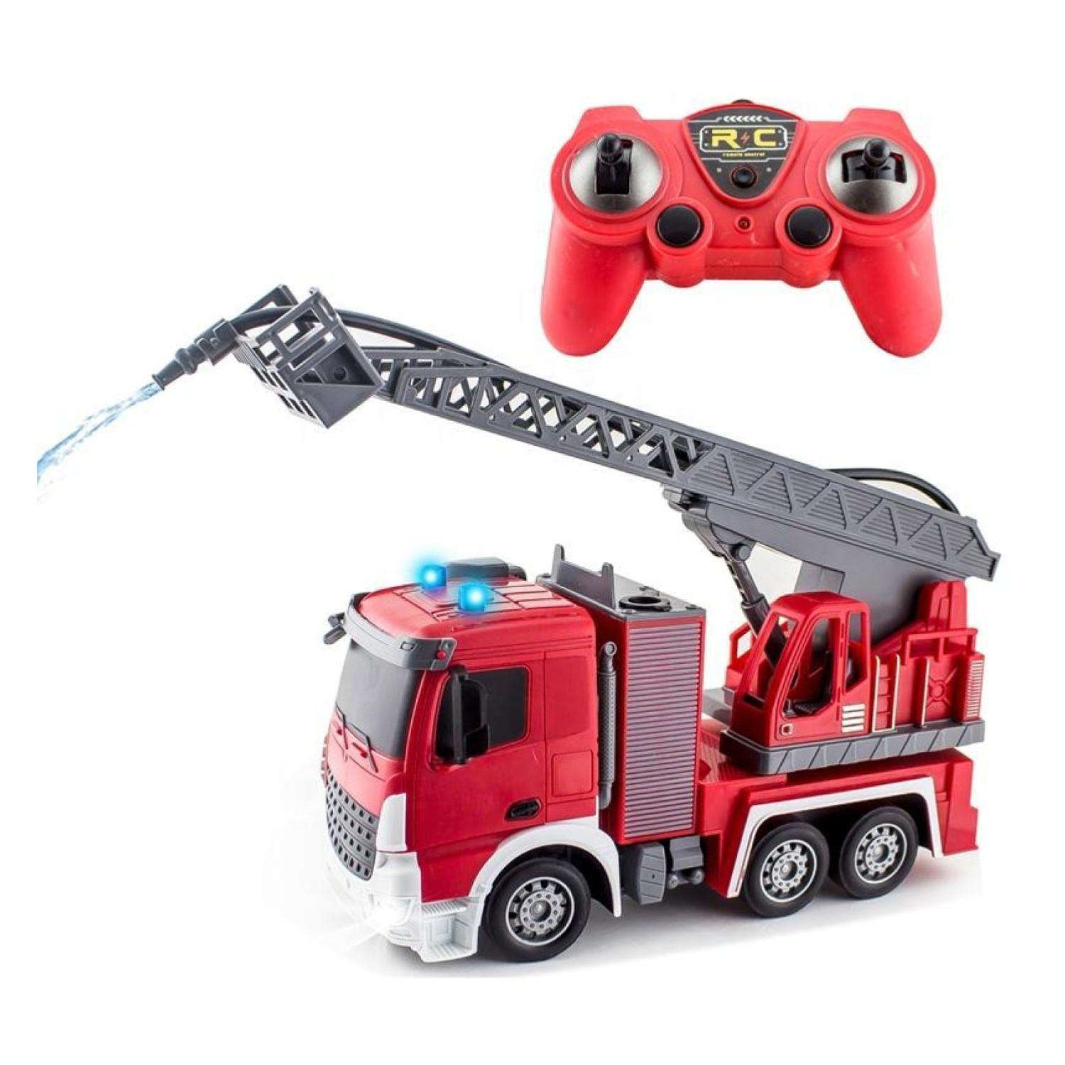 Juguete Camion De Bomberos A Control Remoto 1 24 Luces Agua Infantil-2