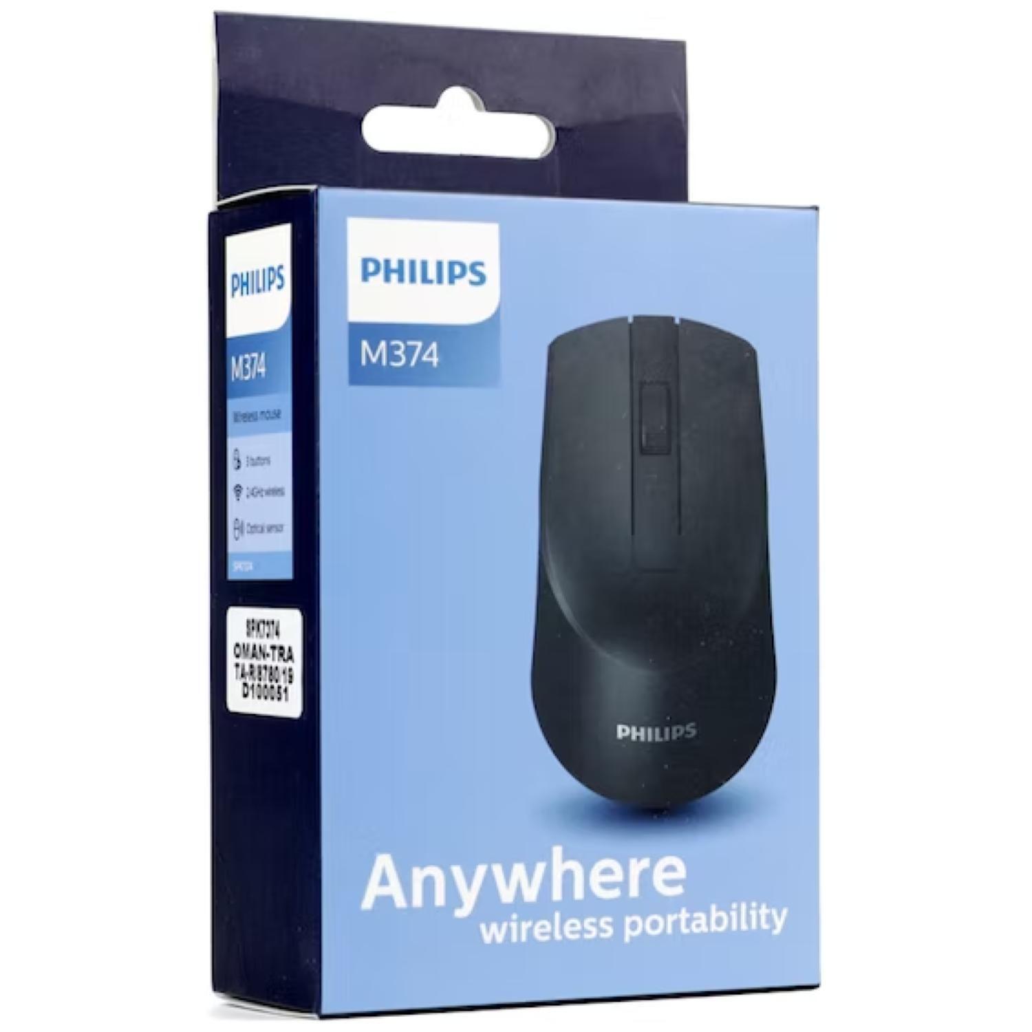 Mouse Inalambrico USB 3Botones 1600DPI Negro M374 Philips-2