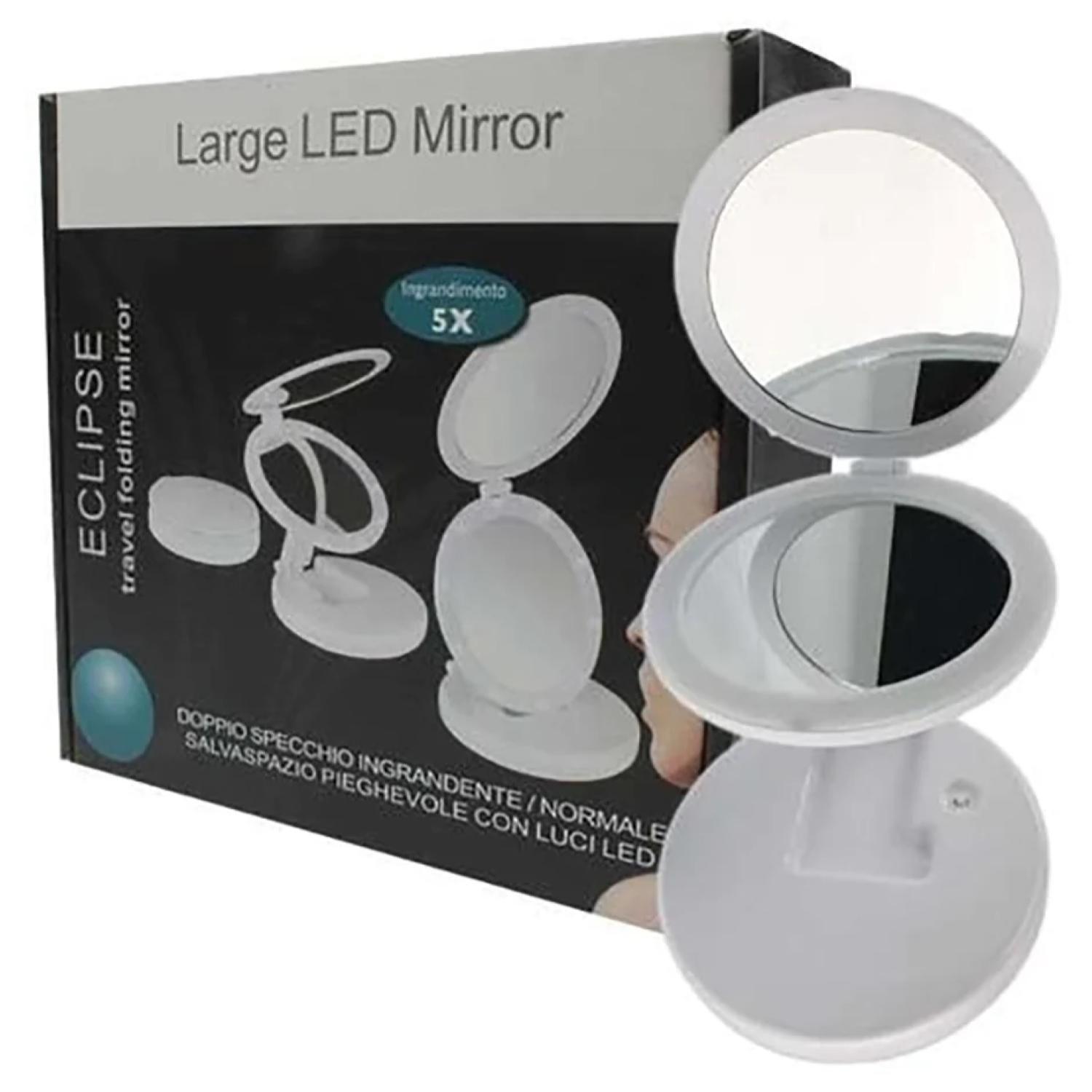 Espejo De Maquillaje Plegable LED USB Con Aumento 35x17x16cm-3
