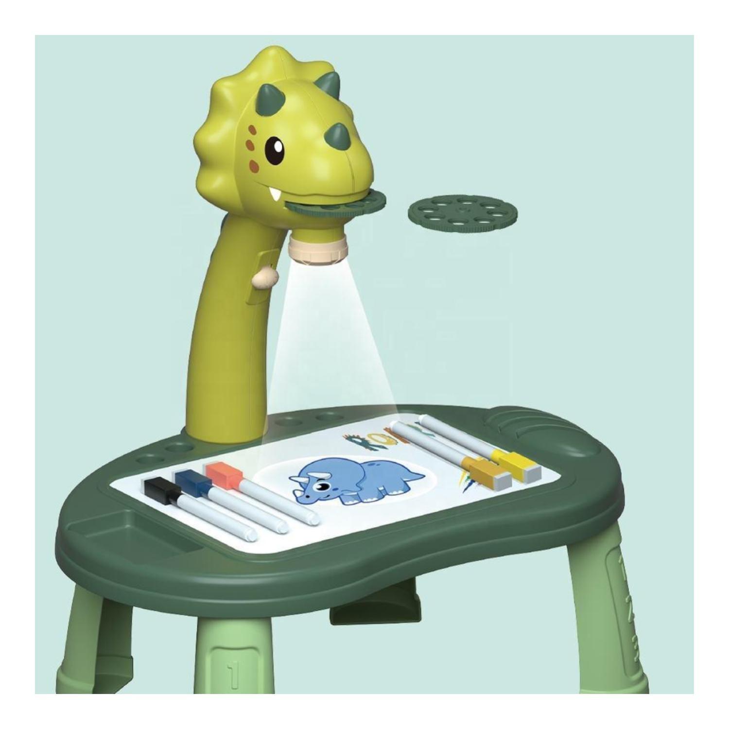 Juguete Mesa Proyectora De Dibujos Dinosaurios 34Pzas Verde Infantil-4