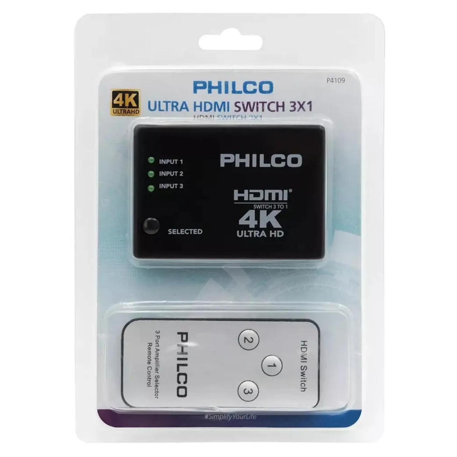 Adaptador Switch HDMI 3x1 4K UHD Negro Mp4109-2