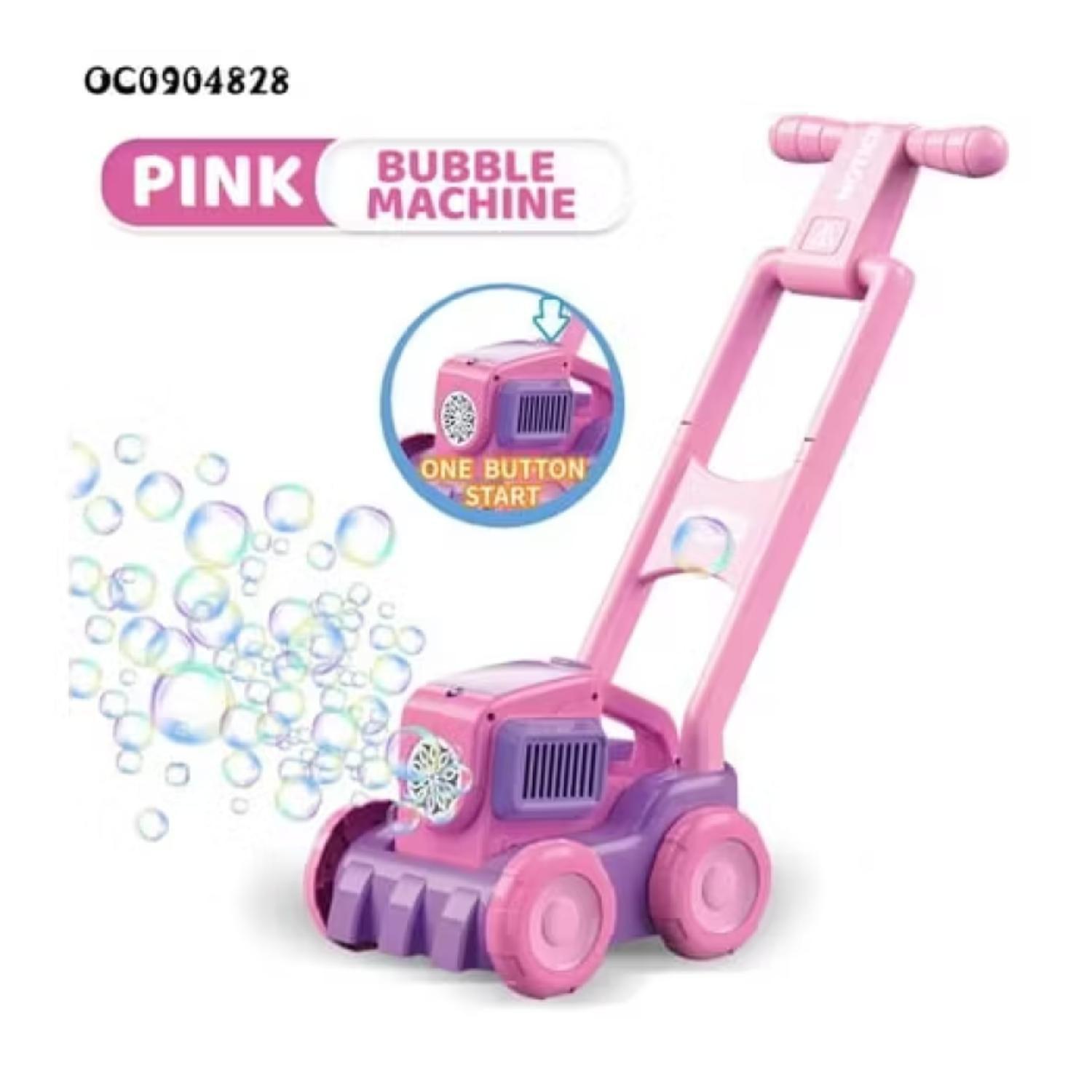 Juguete Carro Corta Cesped Lanza Burbujas Rosado Infantil-2