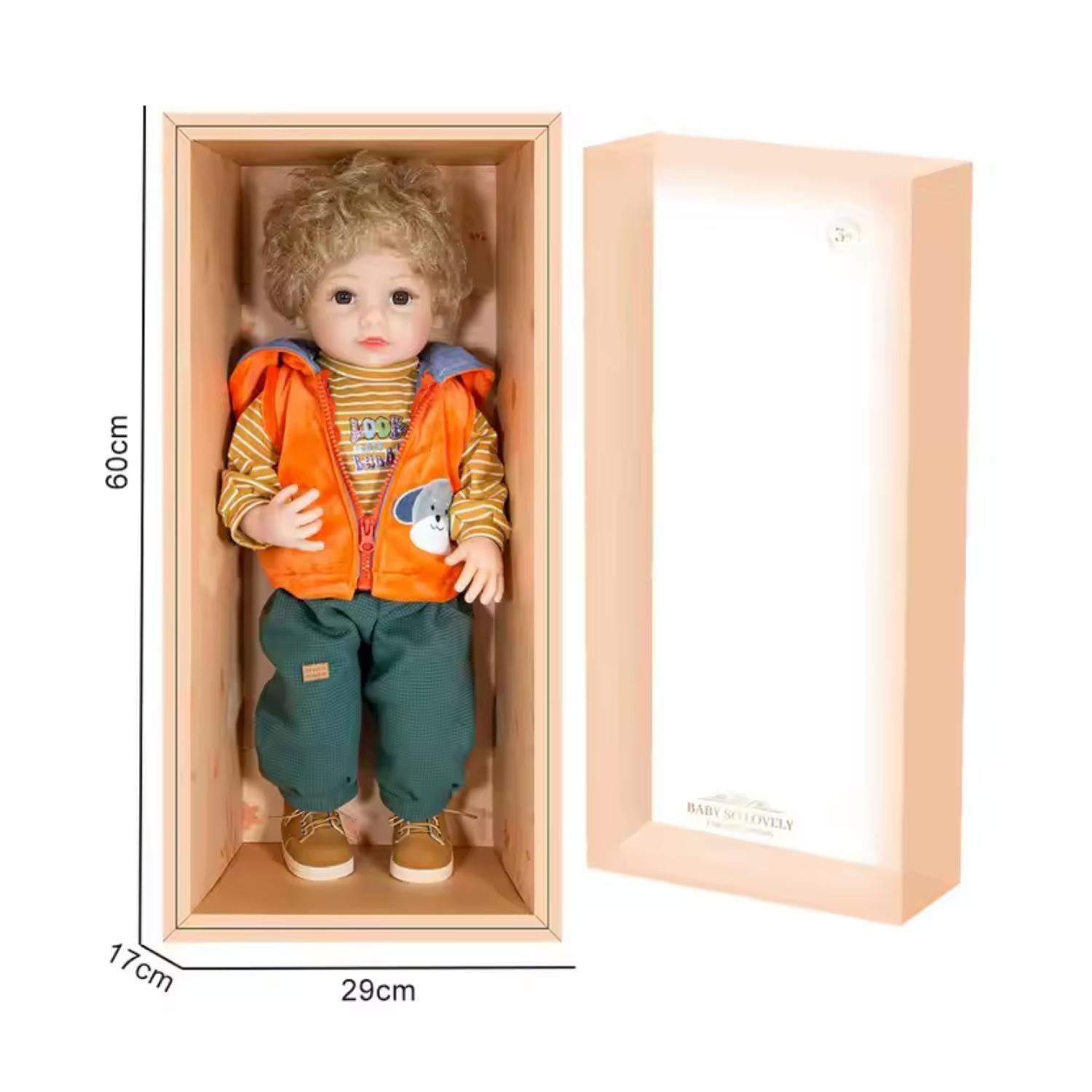 Juguete Muñeco Realista 55cm Silicona Chaleco Naranja Infantil-2