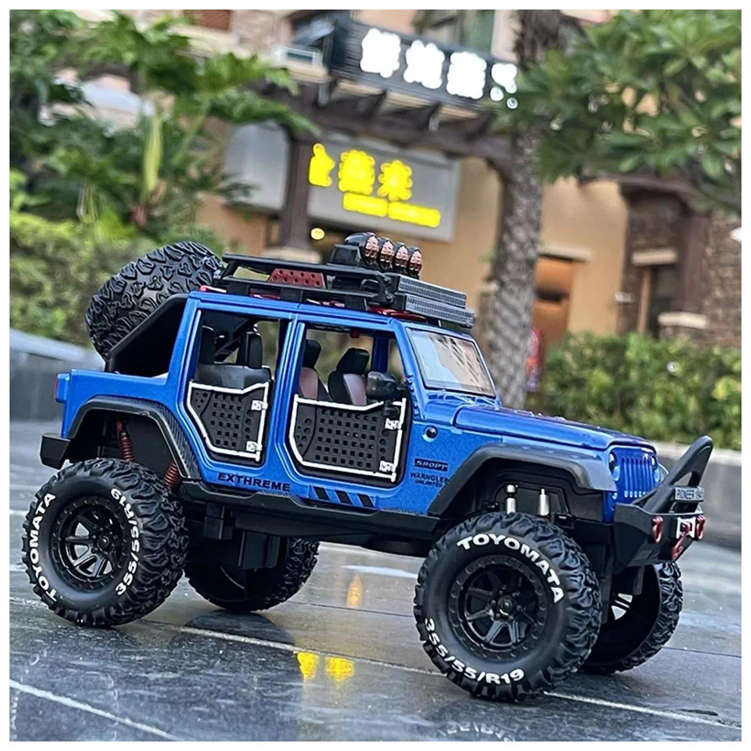 Juguete Auto Jeep Wrangler A Escala 1:24 Azul Infnatil-6