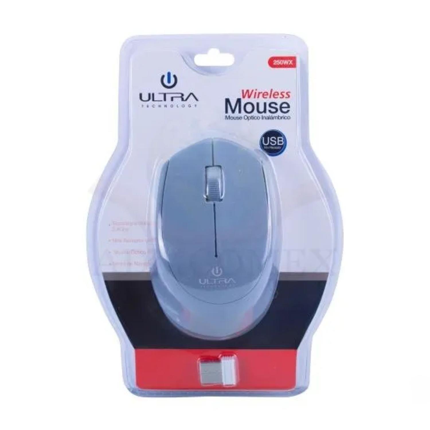 Mouse Inalambrico USB 3 Botones Gris Ultra-0