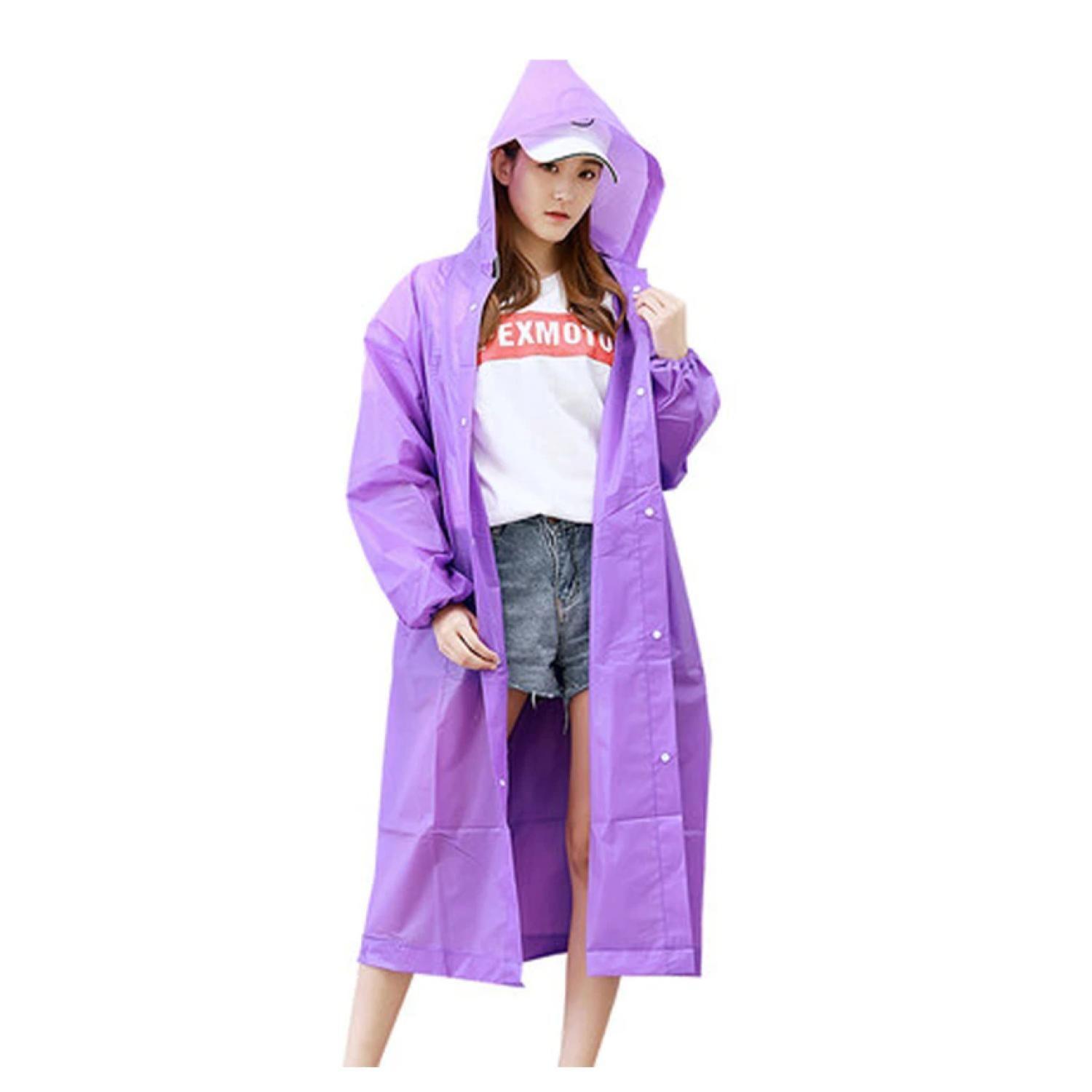 Poncho Impermeable Con Gorro Para Lluvia Morado-2
