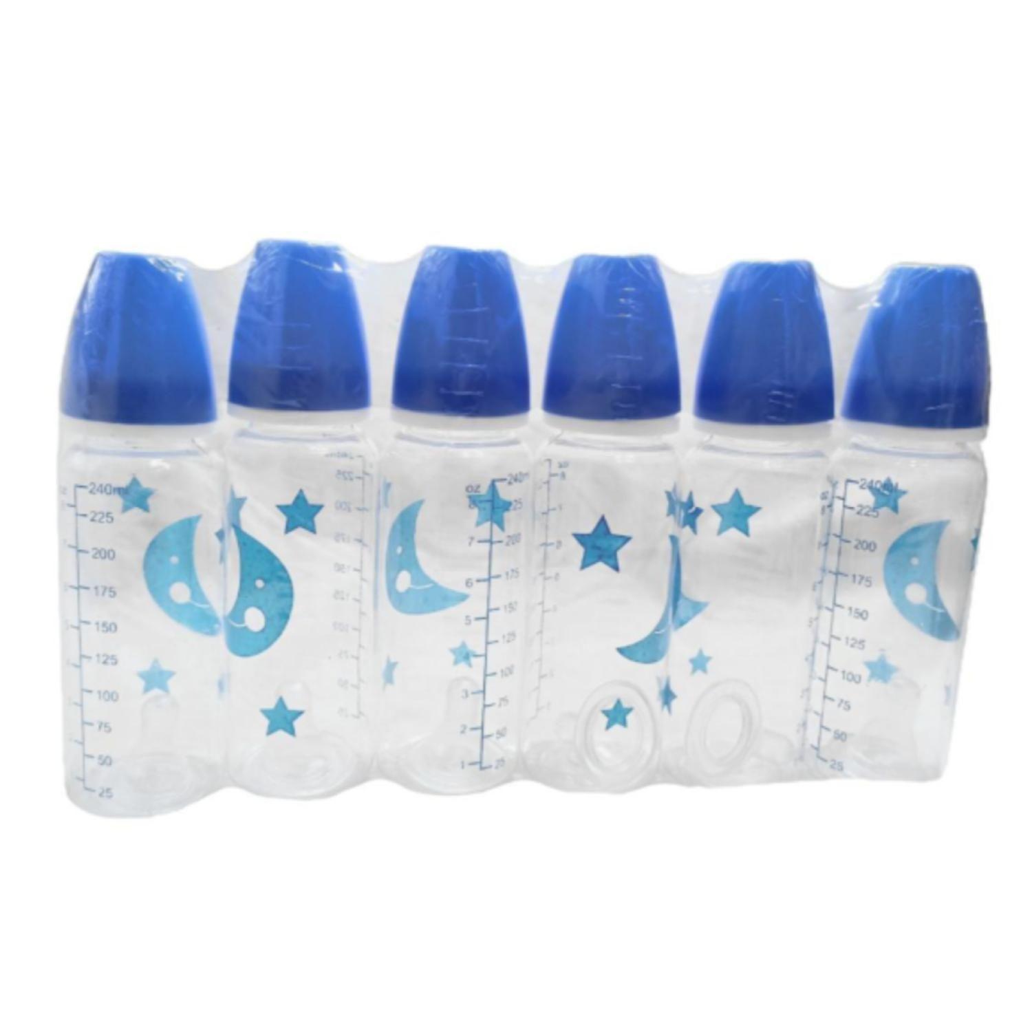 Pack 6 Mamaderas Biberones 240ml Celestes Azul Infantil-0