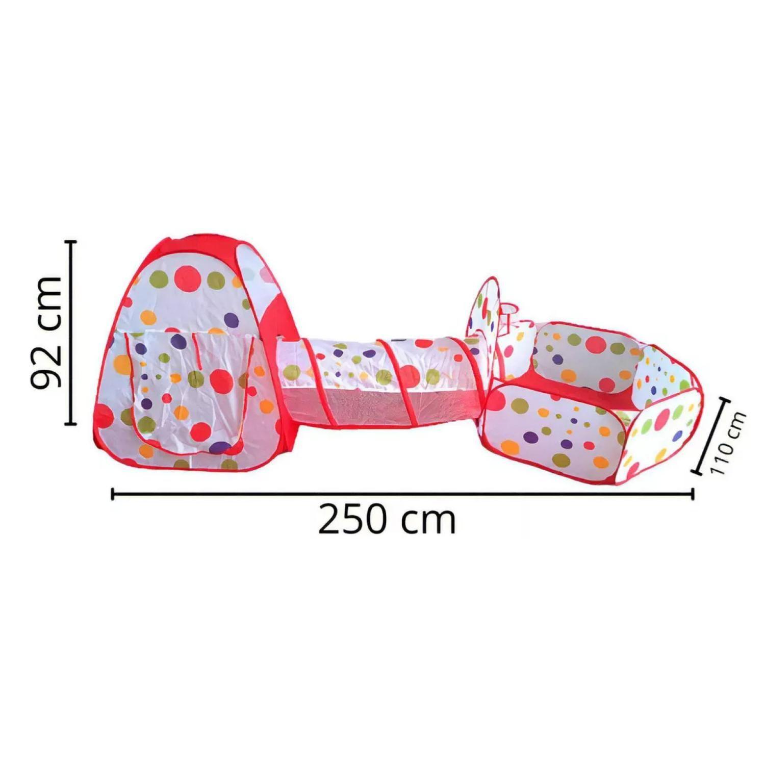 Juguete Carpa 3 En 1 Tunel Piscina De Pelotas Infantil Rojo-2