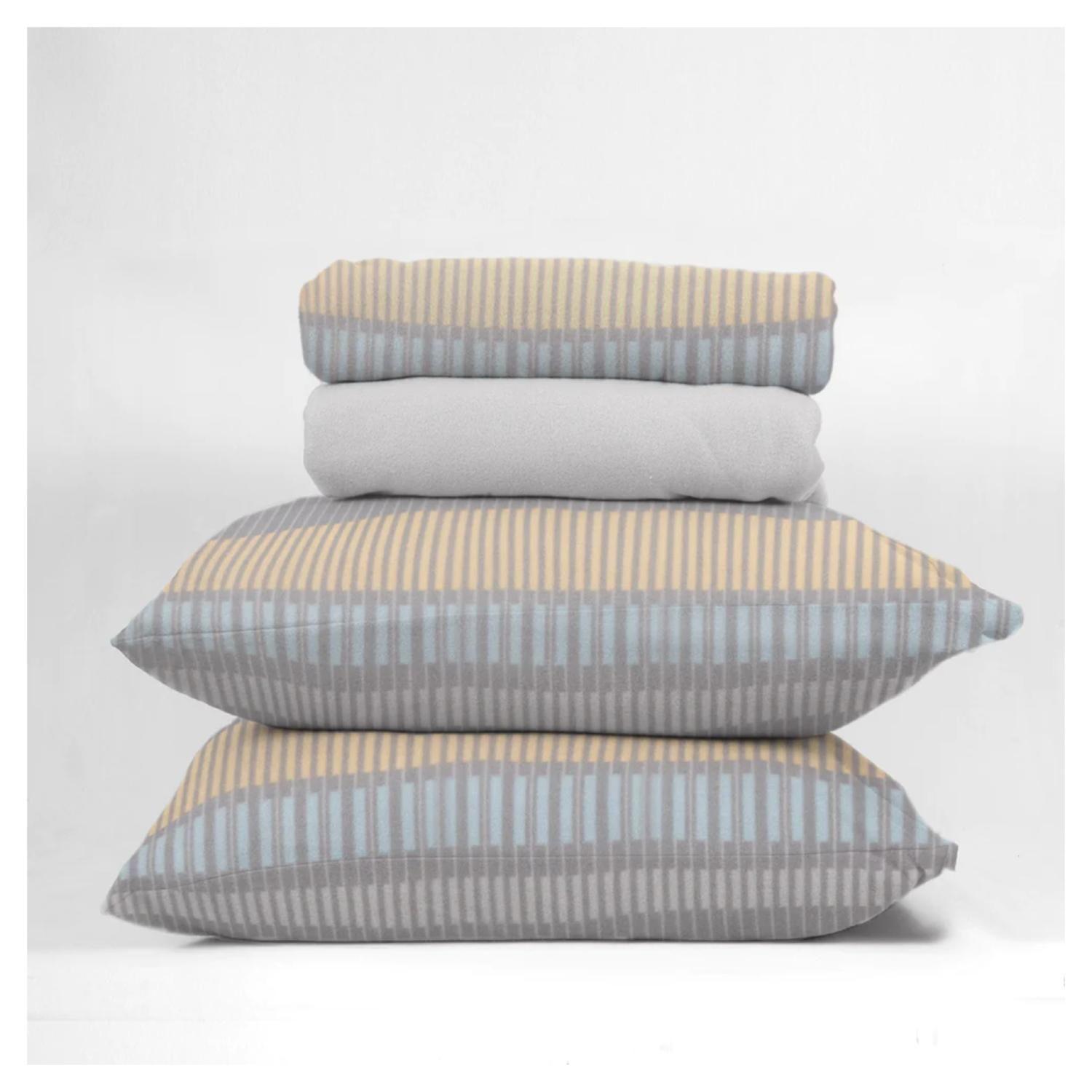 Juego De Sabanas De Polar 2 Plazas 240x210cm Gris Estampado Mashini-3