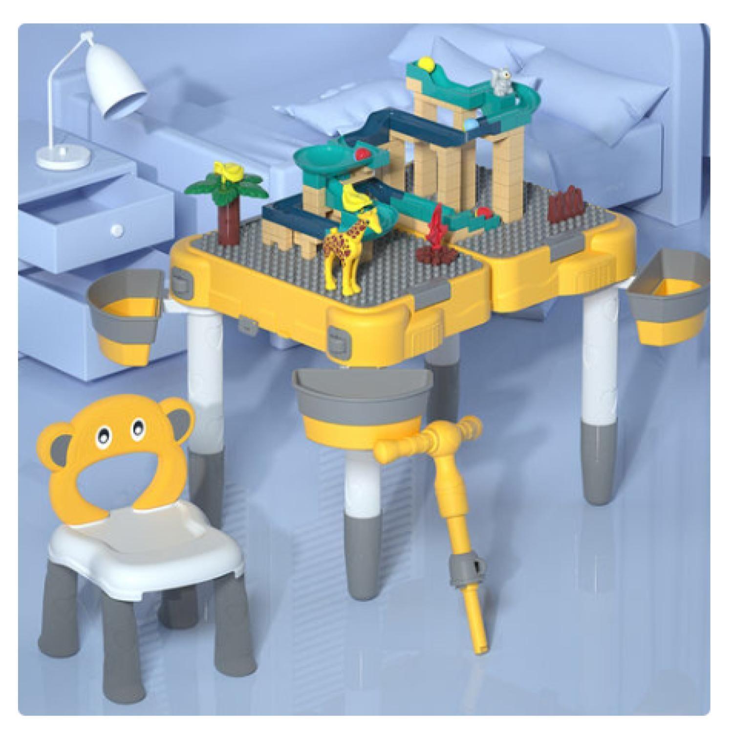 Juguete Mesa De Bloques Con Silla 168 Piezas Accesorios-2