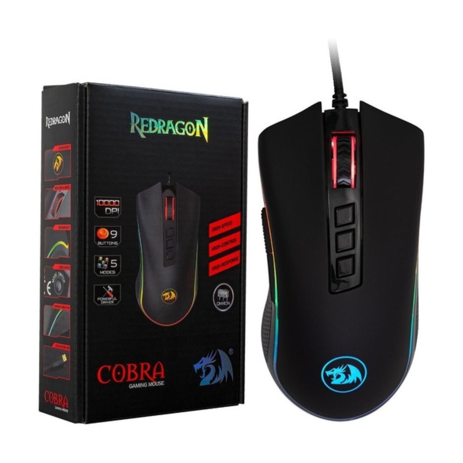 Mouse Gamer USB RGB 9B 12000DPI Negro Cobra FPS Redragon-2