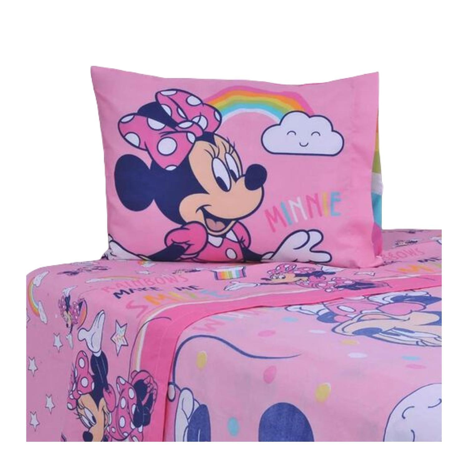 Juego De Sabanas 1.5 Plazas Microfibra Infantil Rosado Minnie Mouse-1