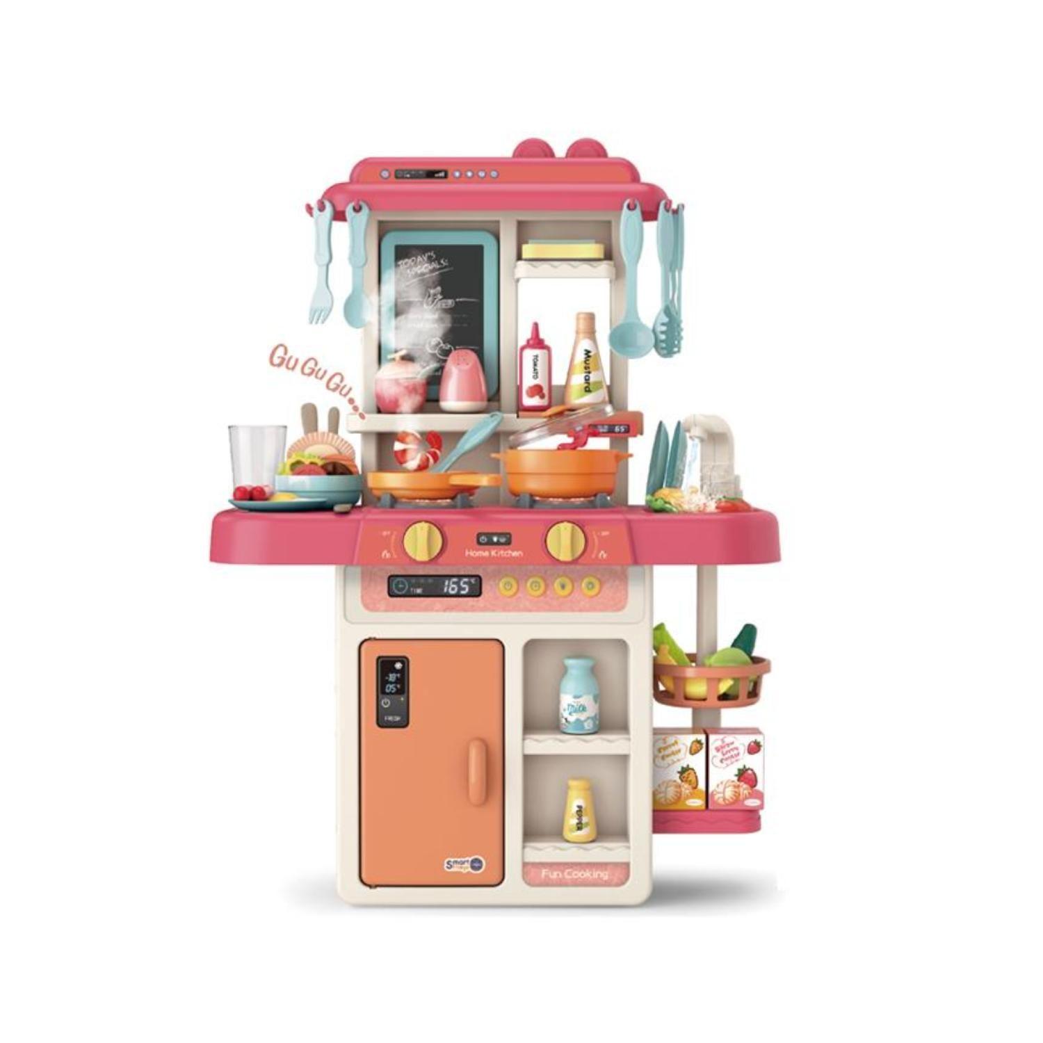 Juguete Cocina Interactiva 55Pzas 63cm Agua Vapor Rosado Infantil-0