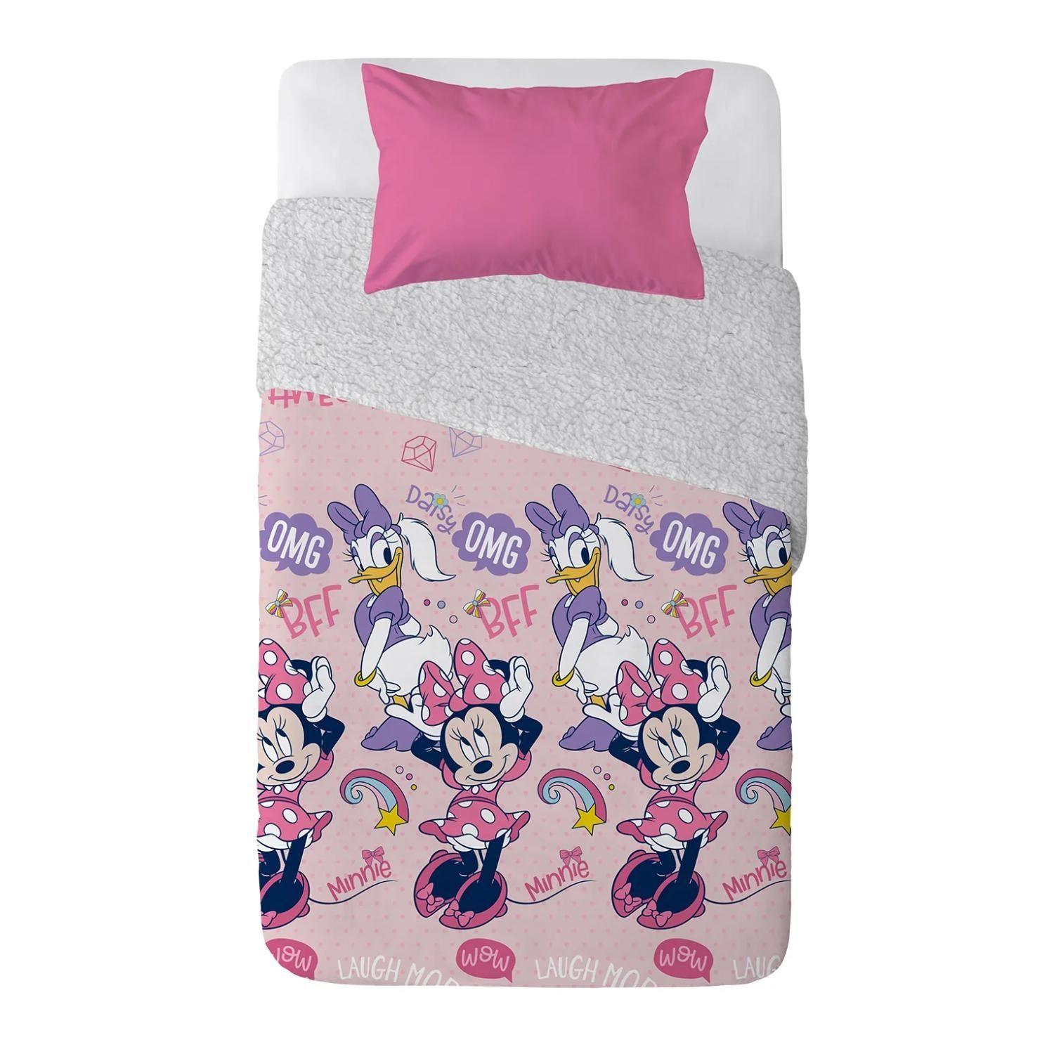 Plumon 1.5 Plazas Microfibra Sherpa Infantil Rosado Minnie Mouse-2