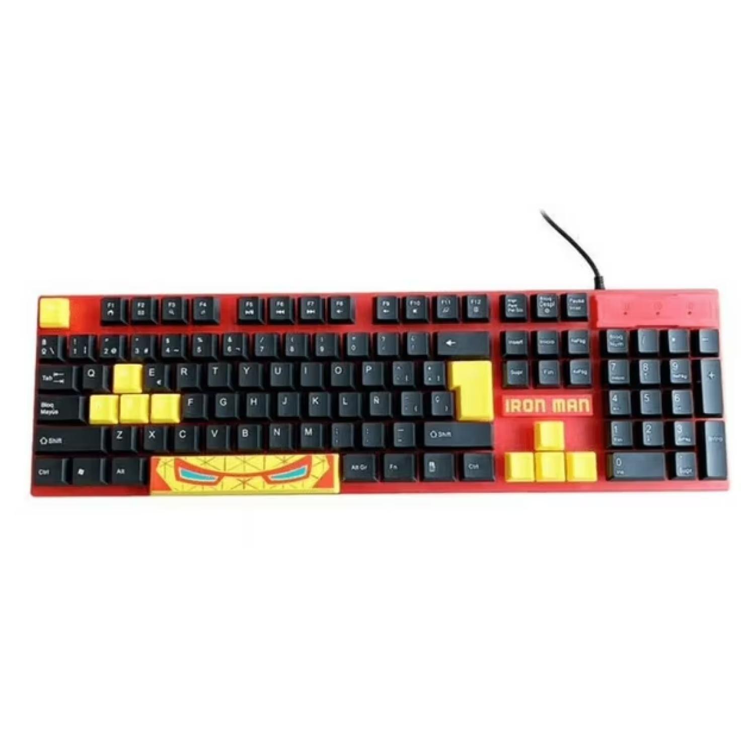 Kit Gamer Teclado Mouse Audifonos Iron Man Infantil-0