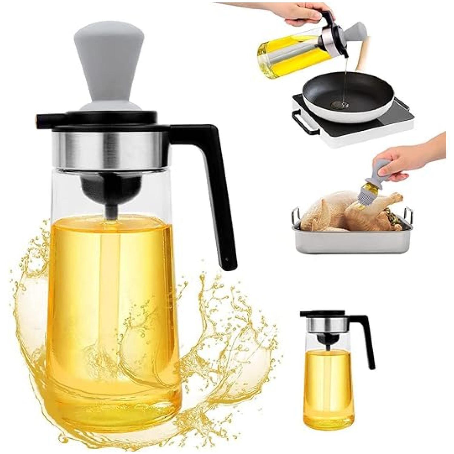 Aceitero De Vidrio 550ml Antigoteo Con Brocha De Silicona-2