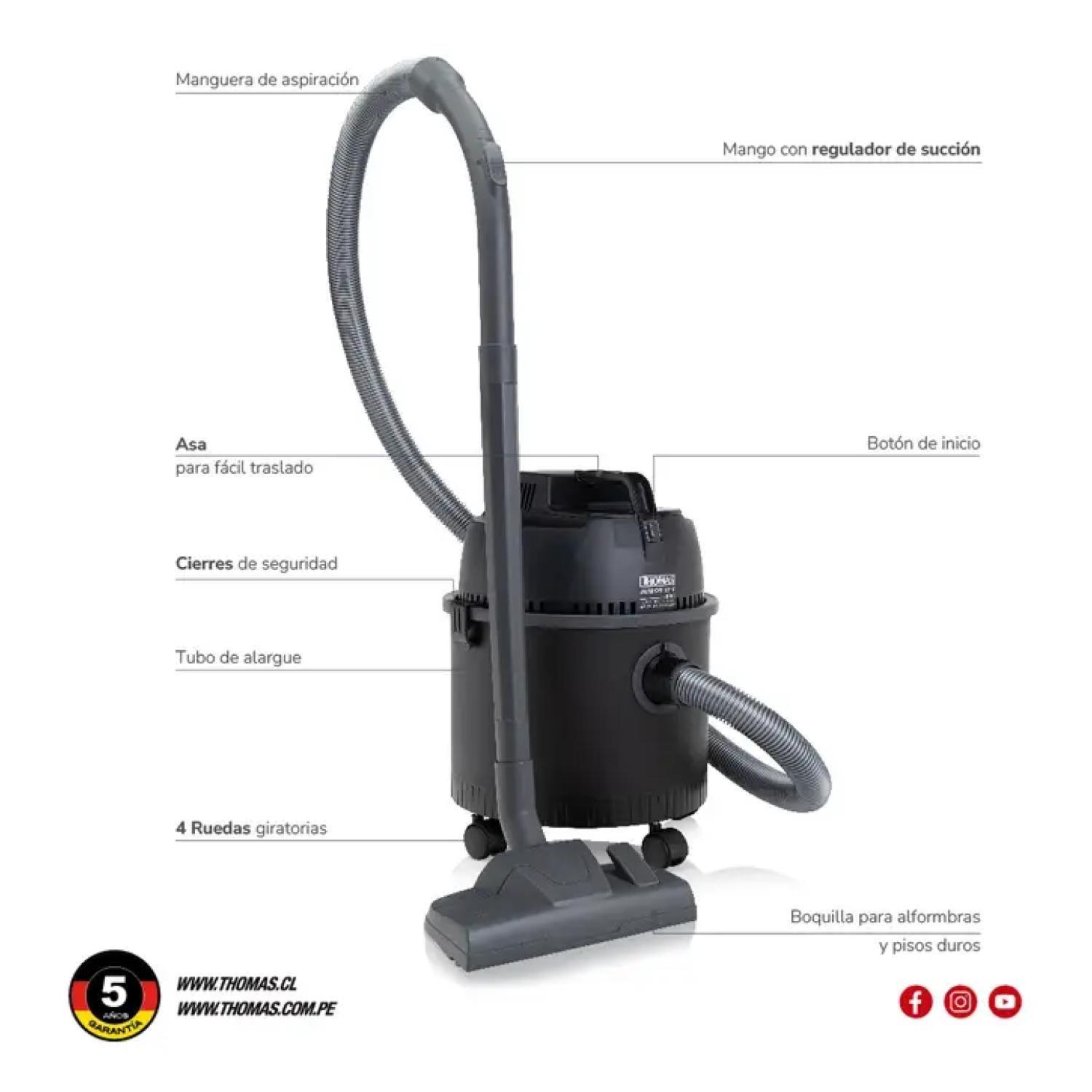 Aspiradora Tambor 16L 1500W Polvo Agua Negro TH-1516 Junior-4