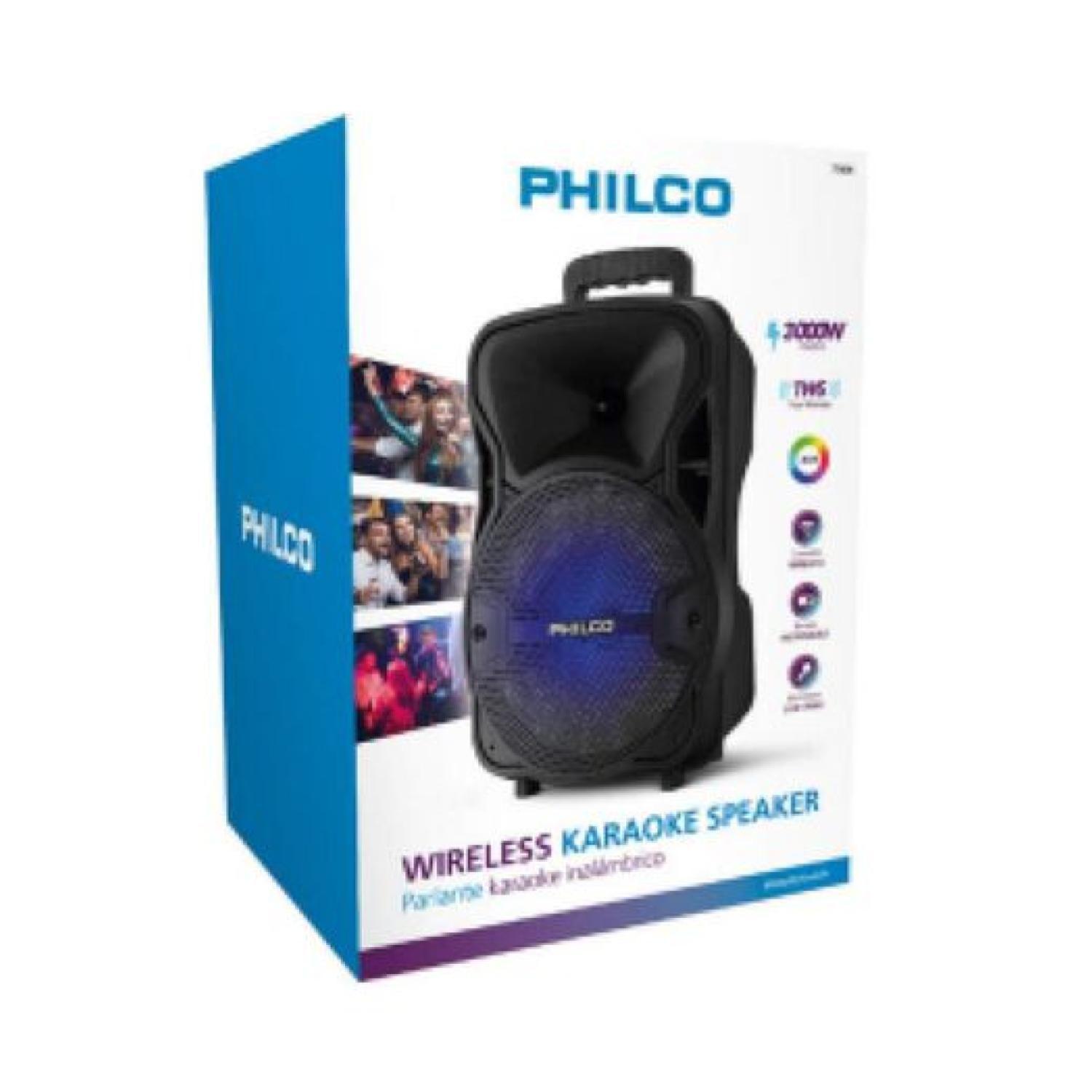 Parlante Karaoke Bluetooth USB TLF FM LED RGB Negro Philco-3