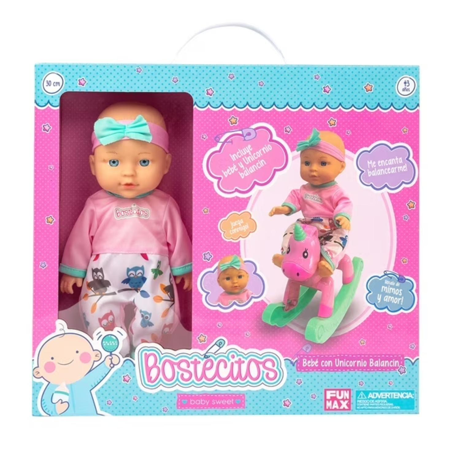 Juguete Muñeca Bostecitos 30cm Balancin De Unicornio-2