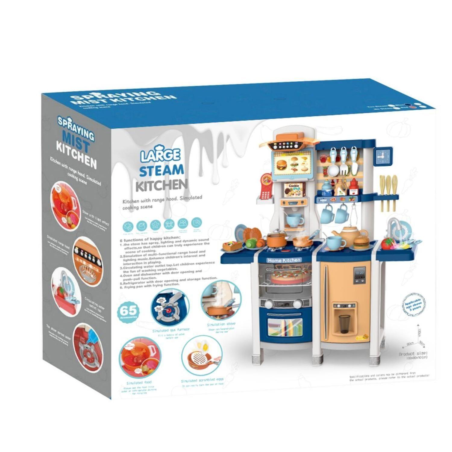 Juguete Set Cocina 65 Piezas Luz Sonido Azul Infantil 100Cm-3