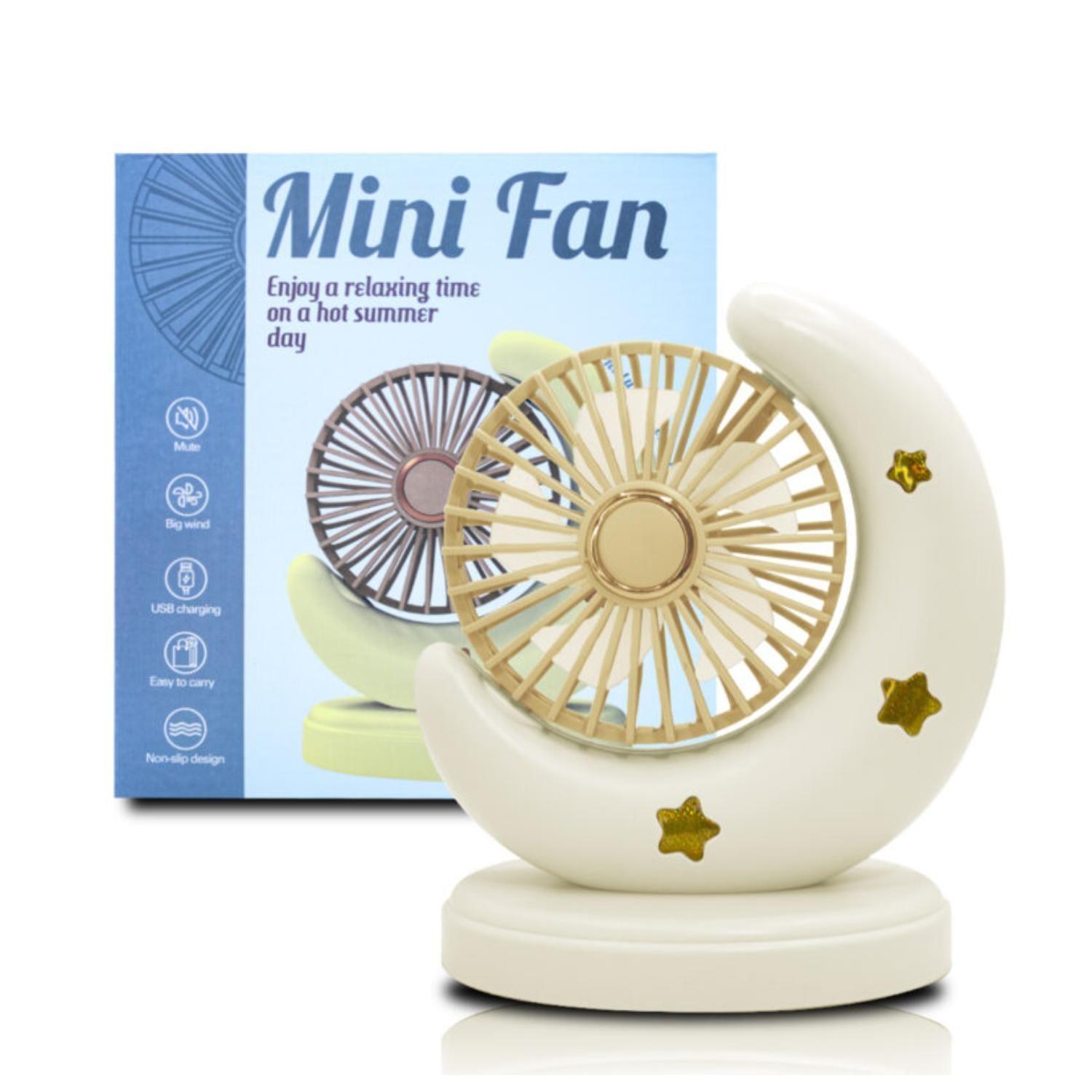 Mini Ventilador De Escitorio USB Silencioso En Forma De Luna-4