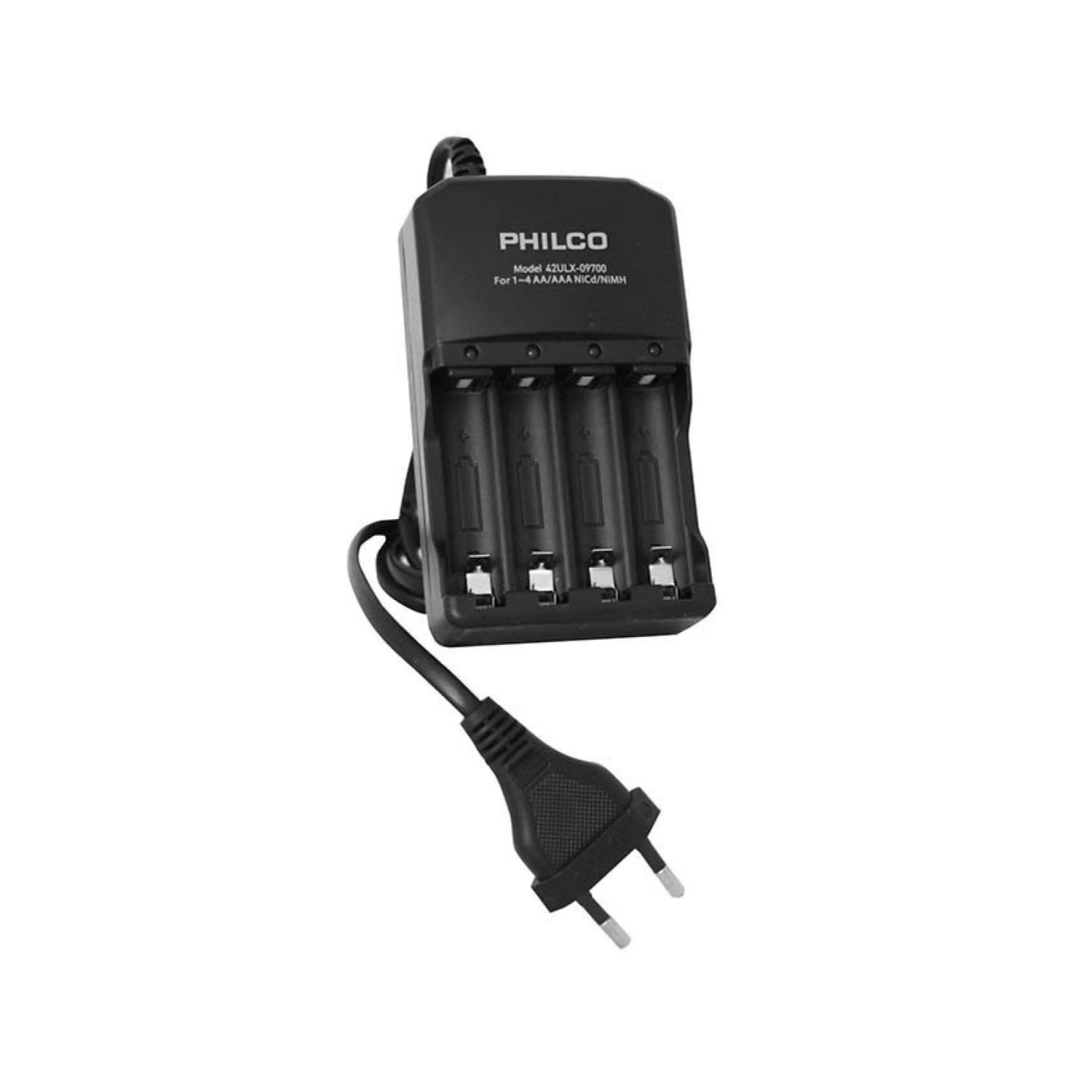Cargador De Pilas Recargables 4 AA O AAA Negro Philco-0