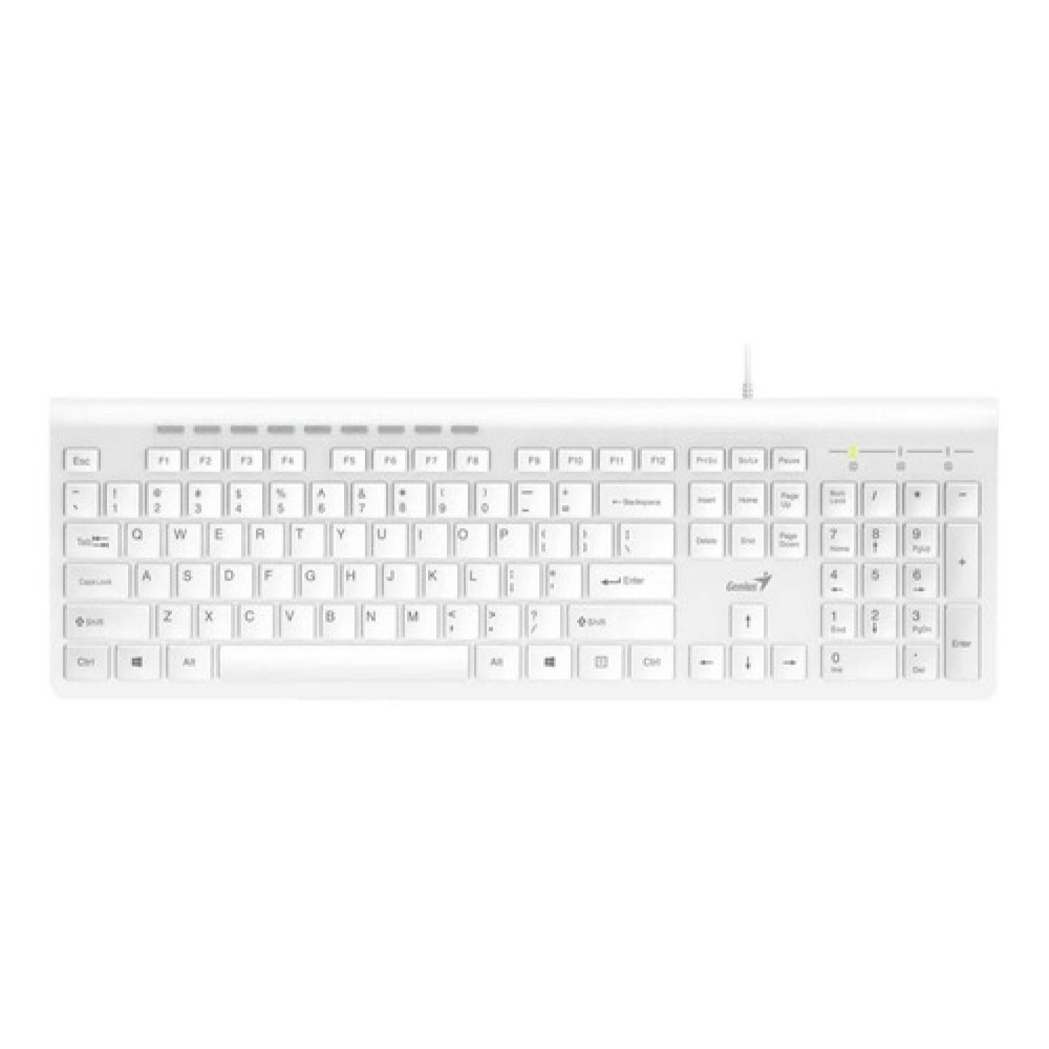Teclado Alambrico USB Ergonomico Slimstar 230 Blanco Genius-0