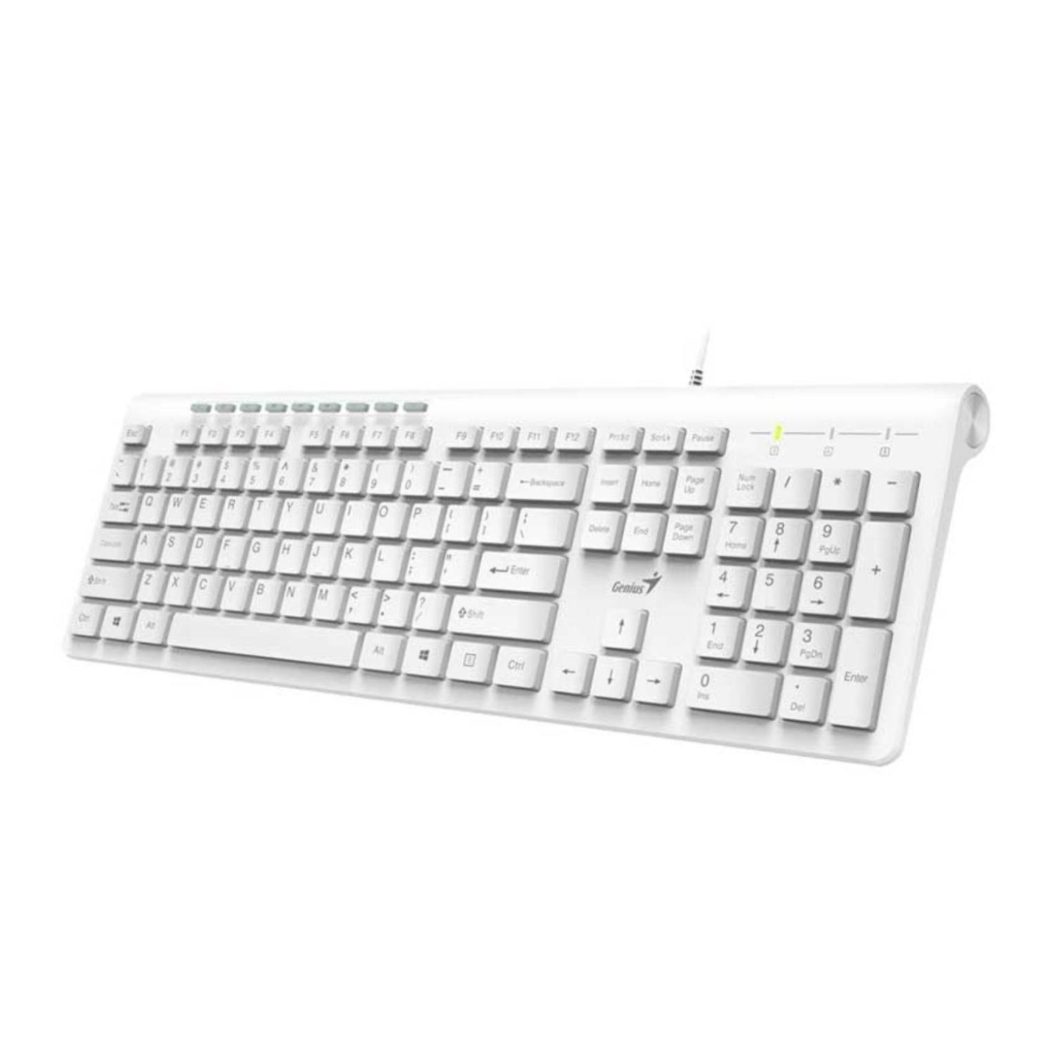 Teclado Alambrico USB Ergonomico Slimstar 230 Blanco Genius-1