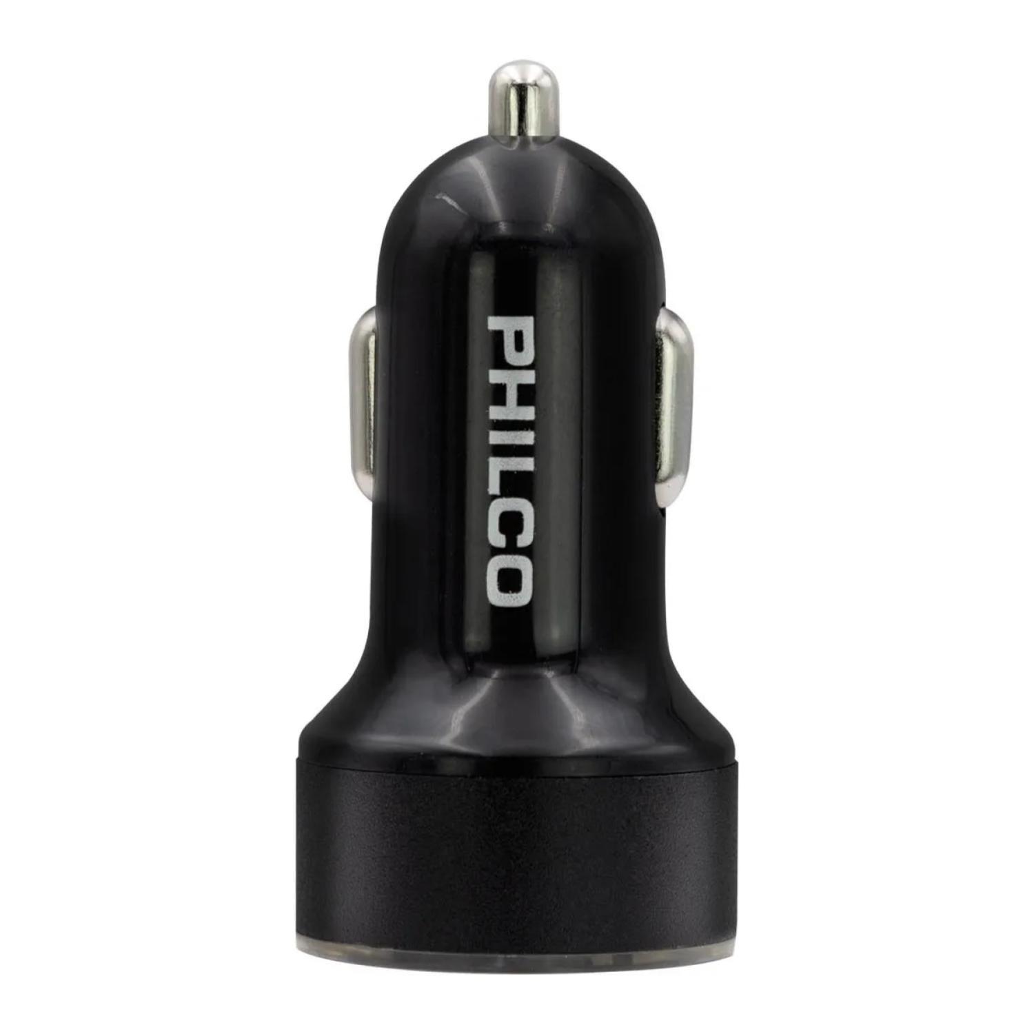 Cargador De Auto Doble QC3.0 USB LED Negro D49A-4