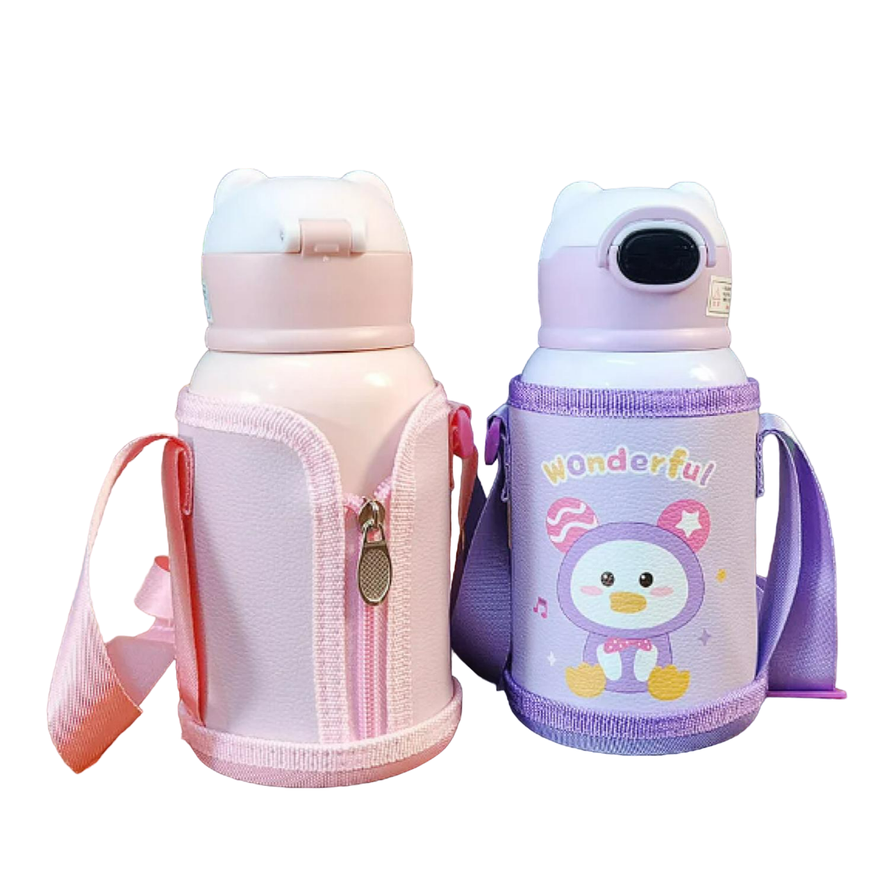 Botella De Agua Infantil 500ml Panda Termo Lila-1