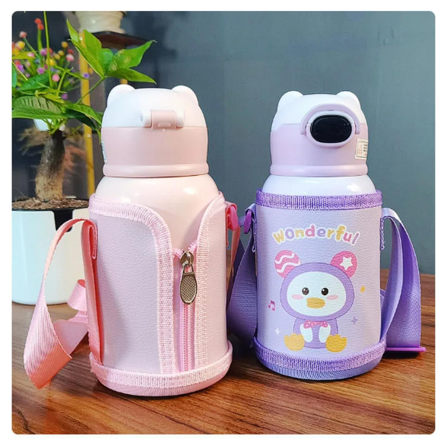 Botella De Agua Infantil 500ml Panda Termo Lila-4