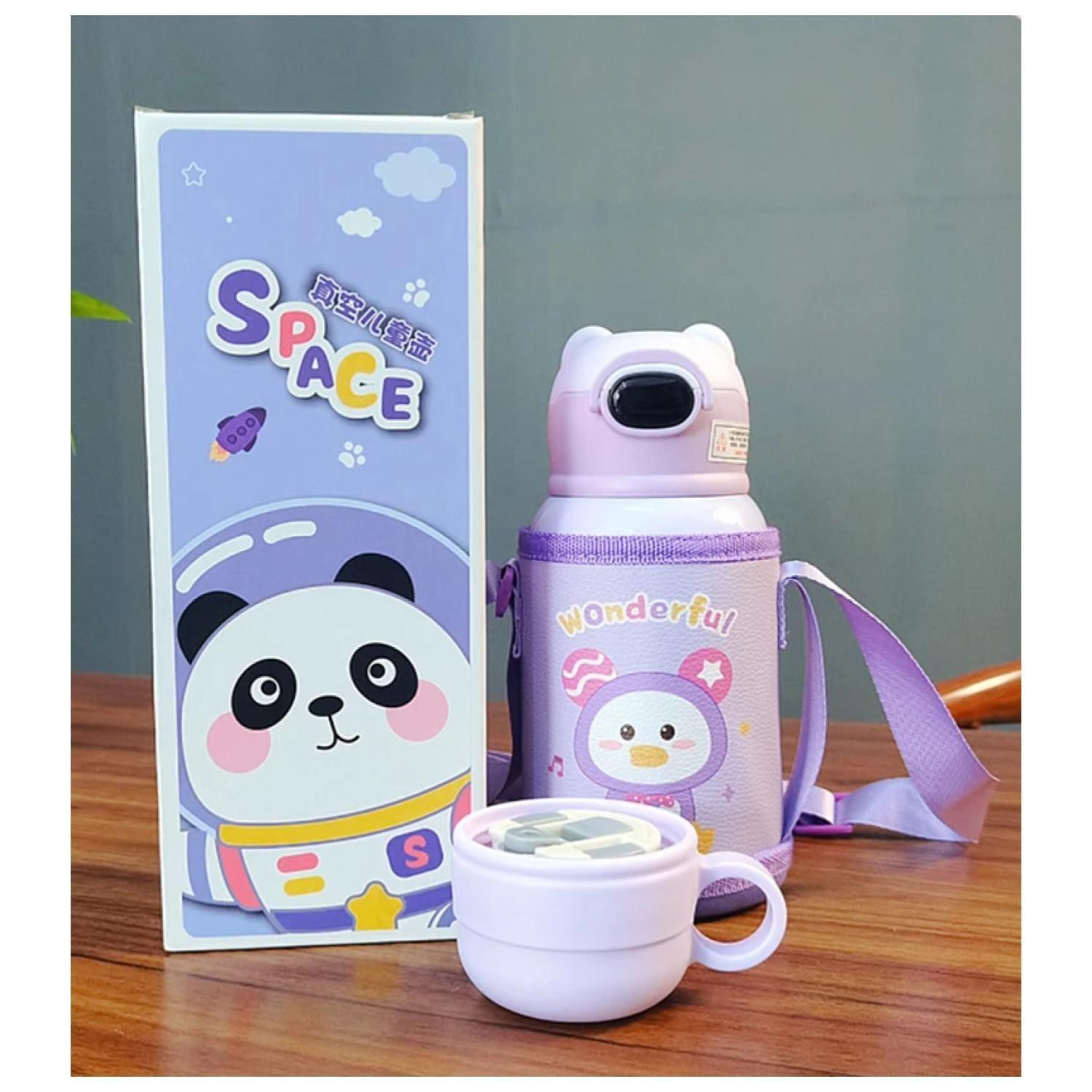 Botella De Agua Infantil 500ml Panda Termo Lila-5