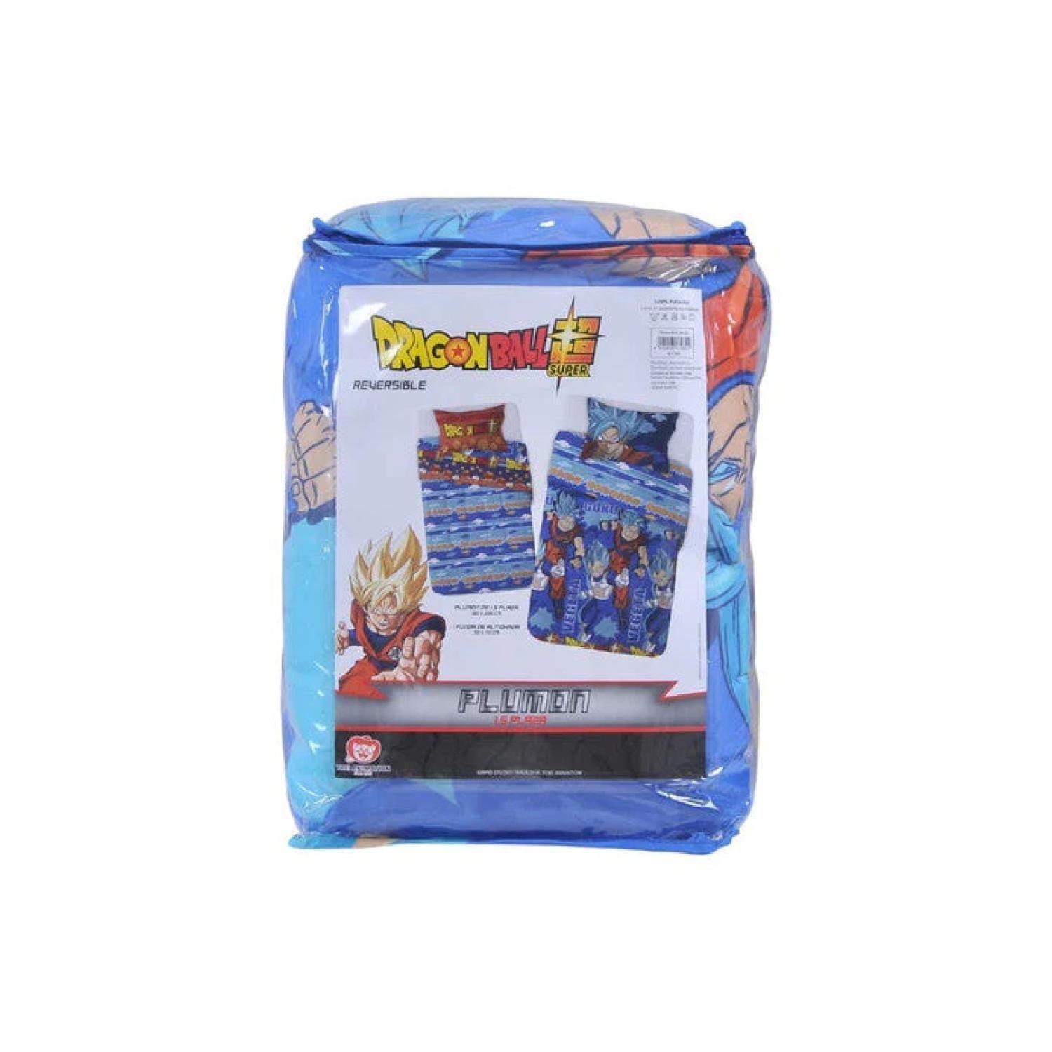 Plumon 1.5 Plazas Microfibra Infantil Celeste Dragon Ball-0