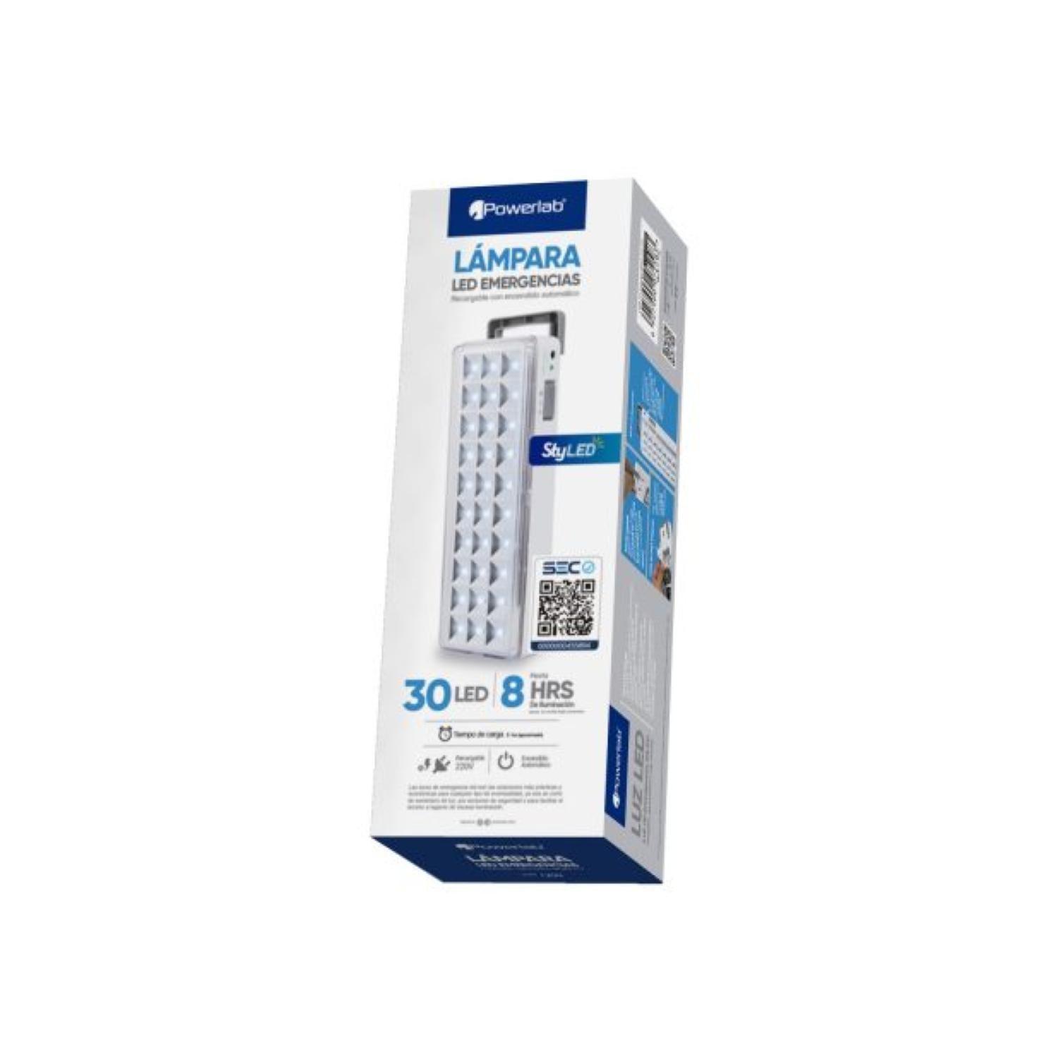 Lampara De Emergencia 30LED 120lm 5W Blanco 7658 Powerlab-3