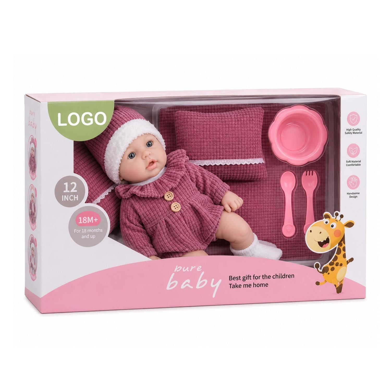 Juguete Mu eca Bebe 35cm Con Accesorios Rosado Infantil-4