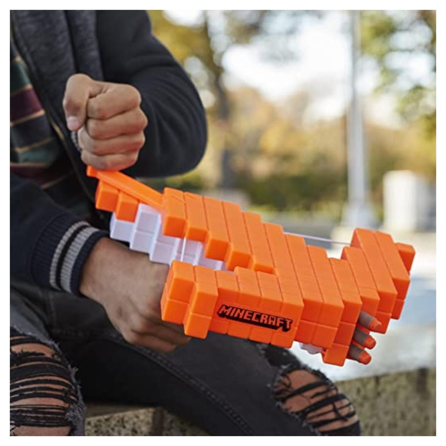 Juguete Nerf Minecraft Ballesta Pillagers Naranja Hasbro-3