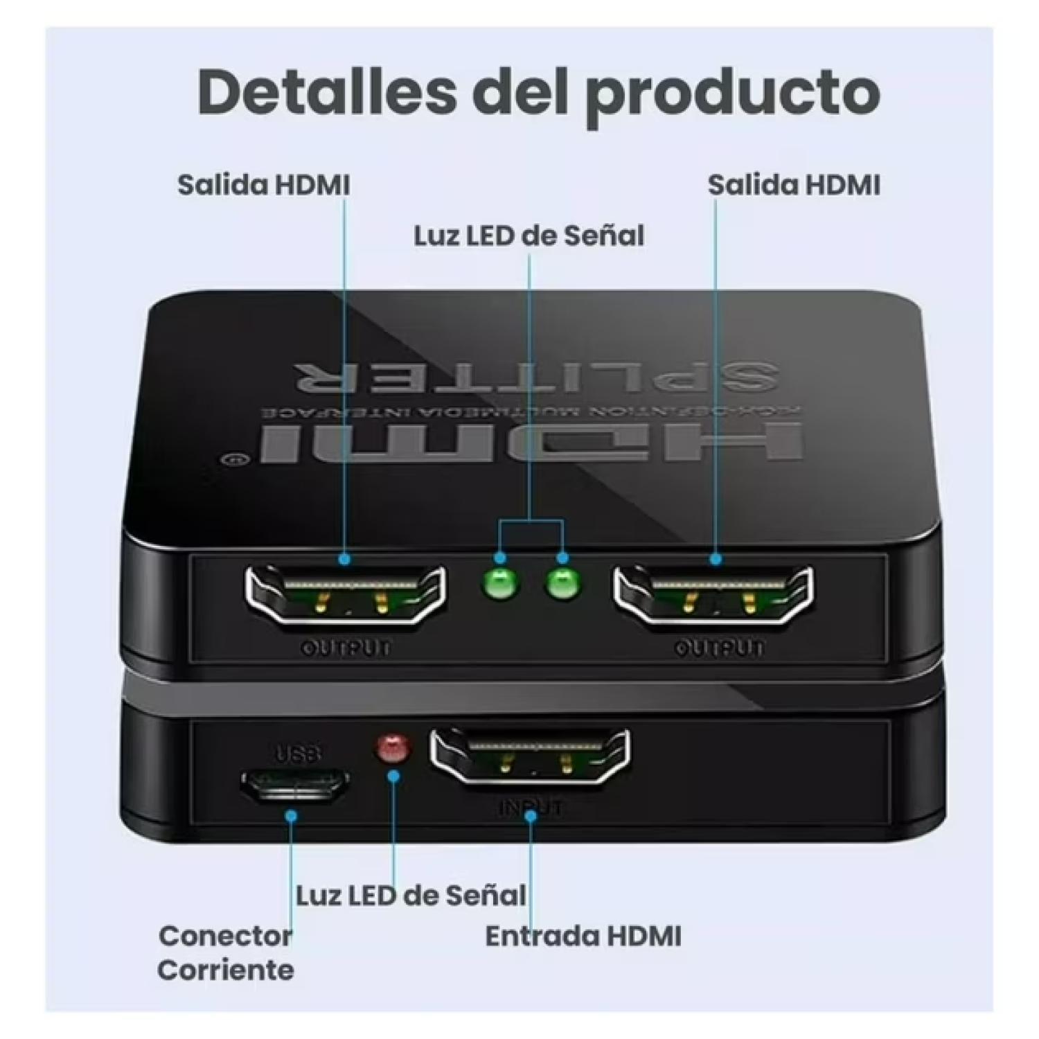 Adaptador HDMI Splitter 1x2 FHD Negro MP4103-4
